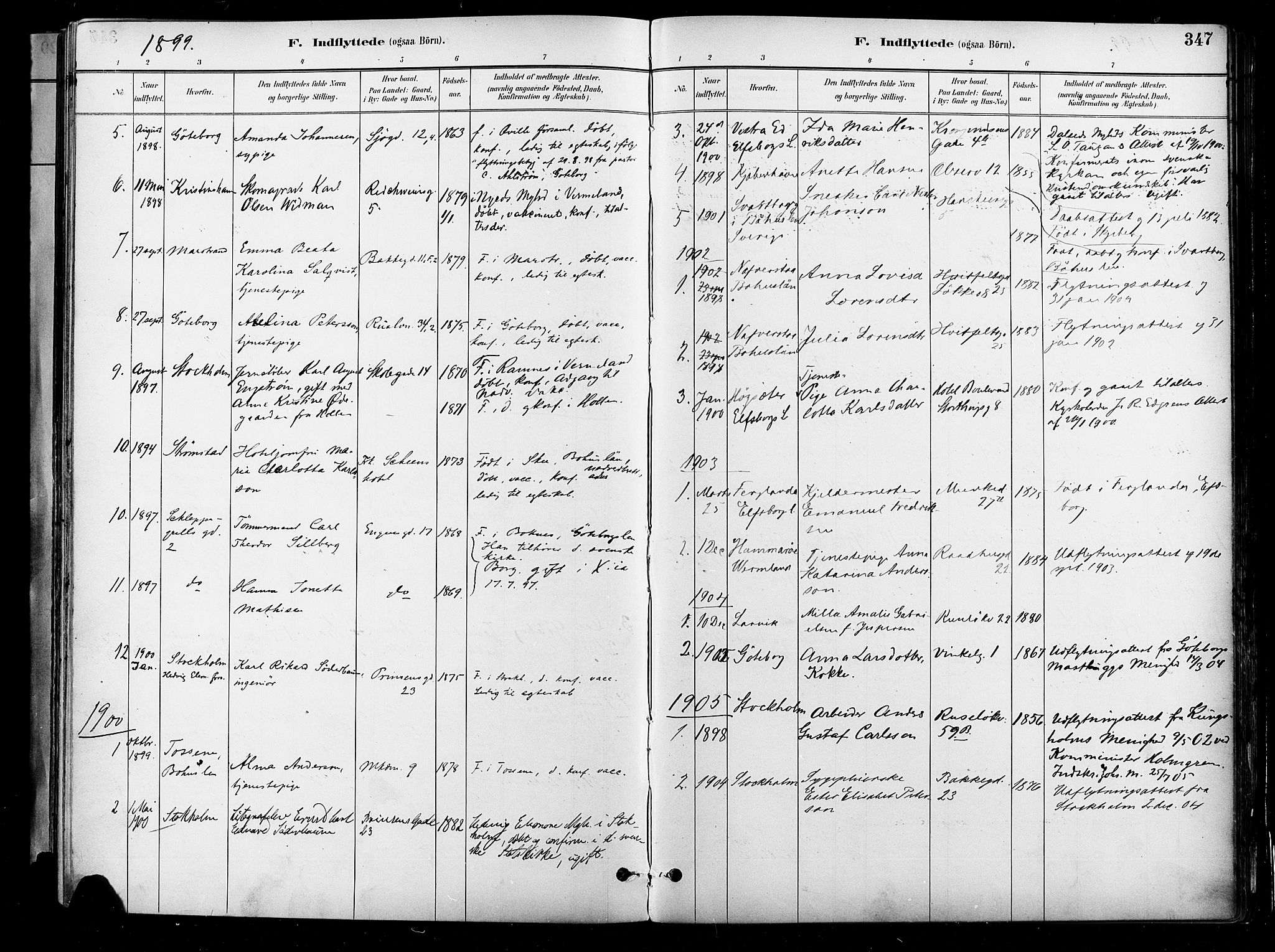 Johannes prestekontor Kirkebøker, AV/SAO-A-10852/F/Fa/L0004: Parish register (official) no. 4, 1883-1907, p. 347