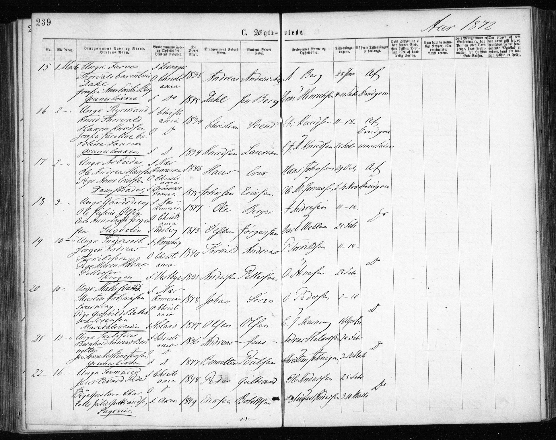 Gamle Aker prestekontor Kirkebøker, AV/SAO-A-10617a/F/L0003: Parish register (official) no. 3, 1865-1873, p. 239