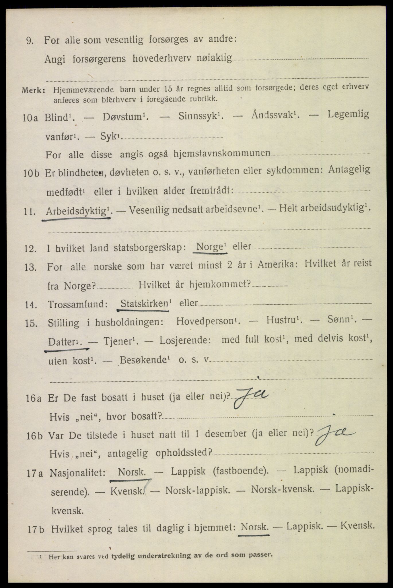 SAT, 1920 census for Gimsøy, 1920, p. 1216