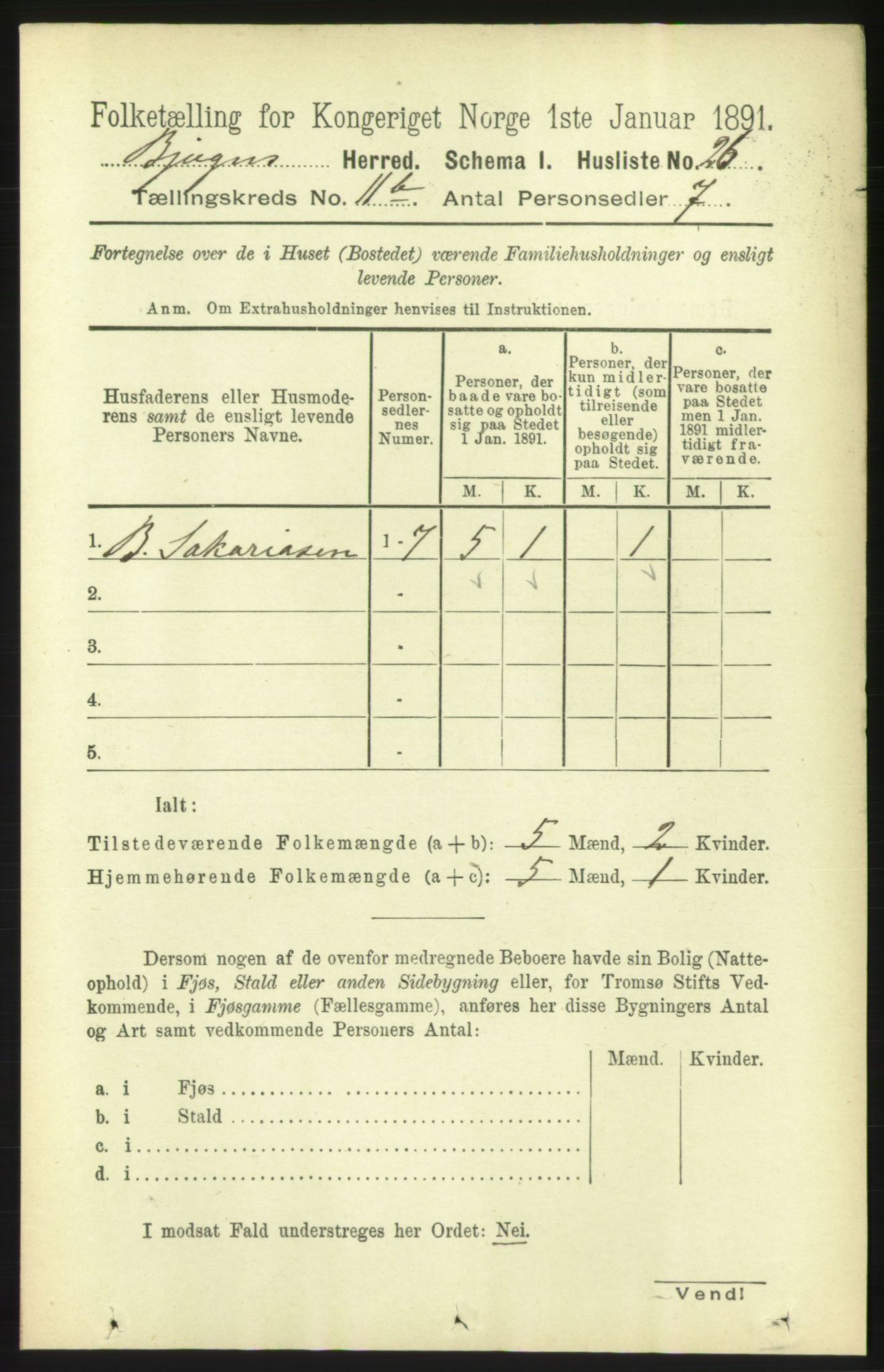 RA, 1891 census for 1627 Bjugn, 1891, p. 3158