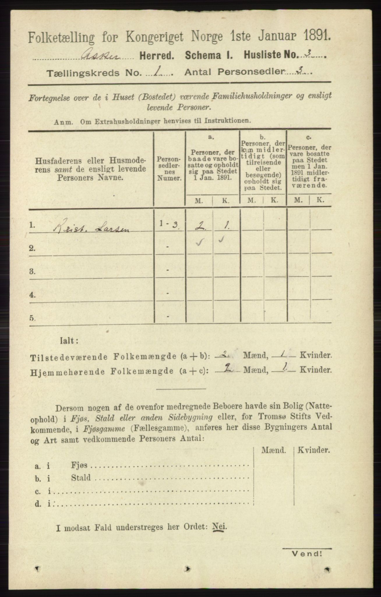 RA, 1891 census for 0220 Asker, 1891, p. 29