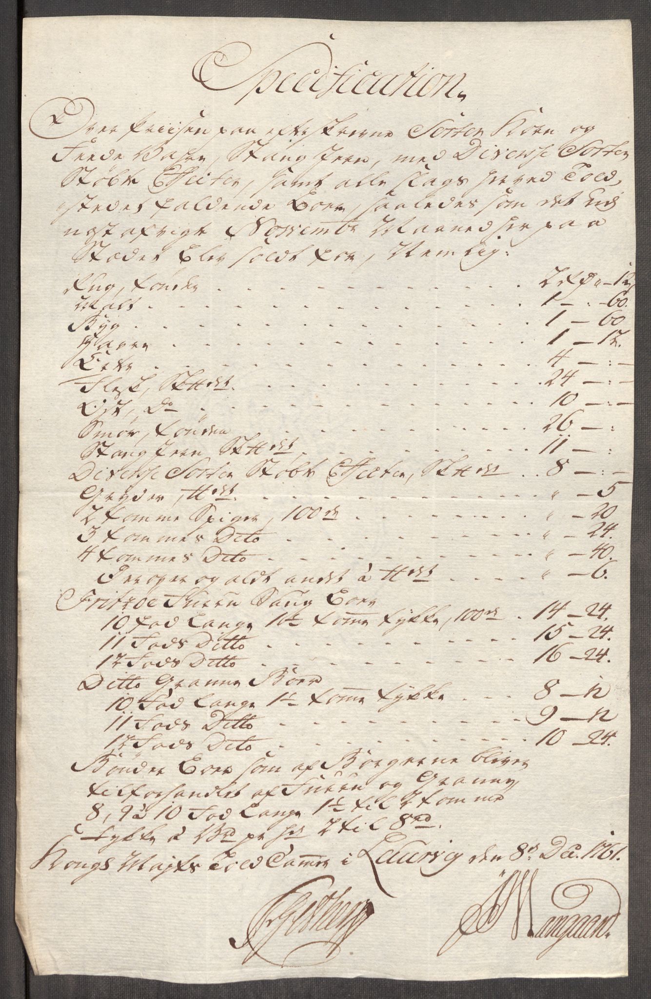 Rentekammeret inntil 1814, Realistisk ordnet avdeling, RA/EA-4070/Oe/L0007: [Ø1]: Priskuranter, 1761-1763, p. 183
