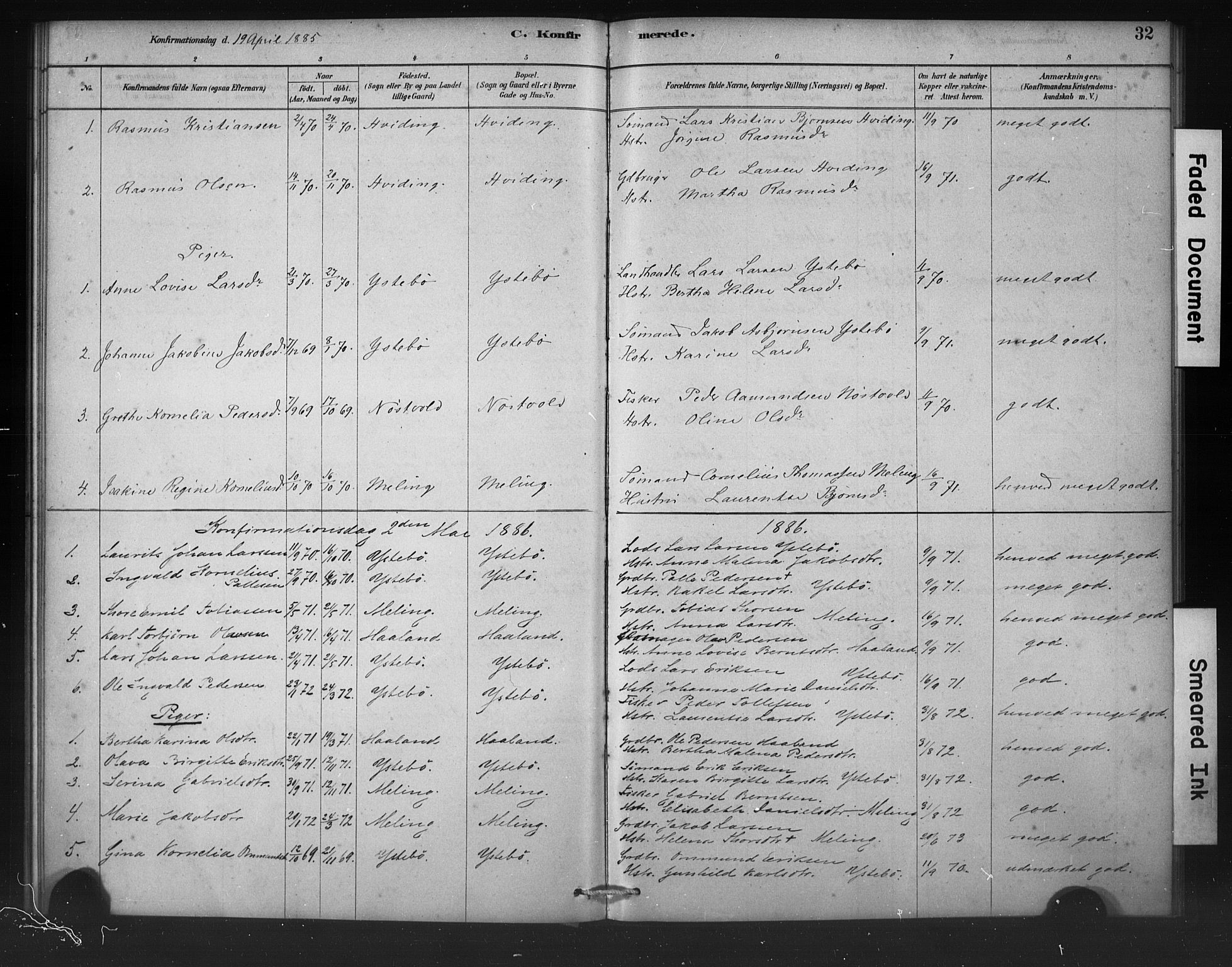 Rennesøy sokneprestkontor, SAST/A -101827/H/Ha/Haa/L0011: Parish register (official) no. A 11, 1878-1887, p. 32
