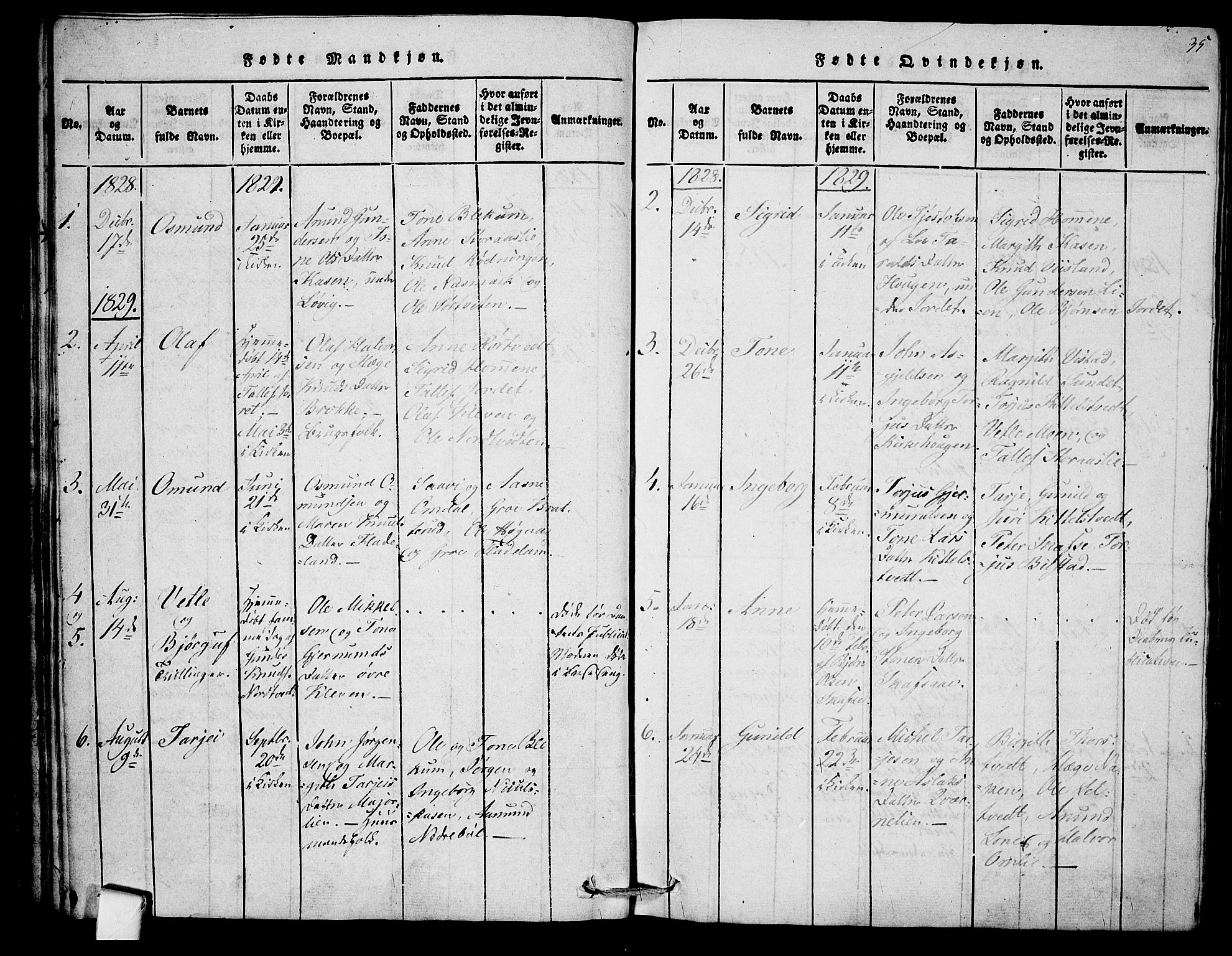Mo kirkebøker, SAKO/A-286/F/Fb/L0001: Parish register (official) no. II 1, 1814-1844, p. 35