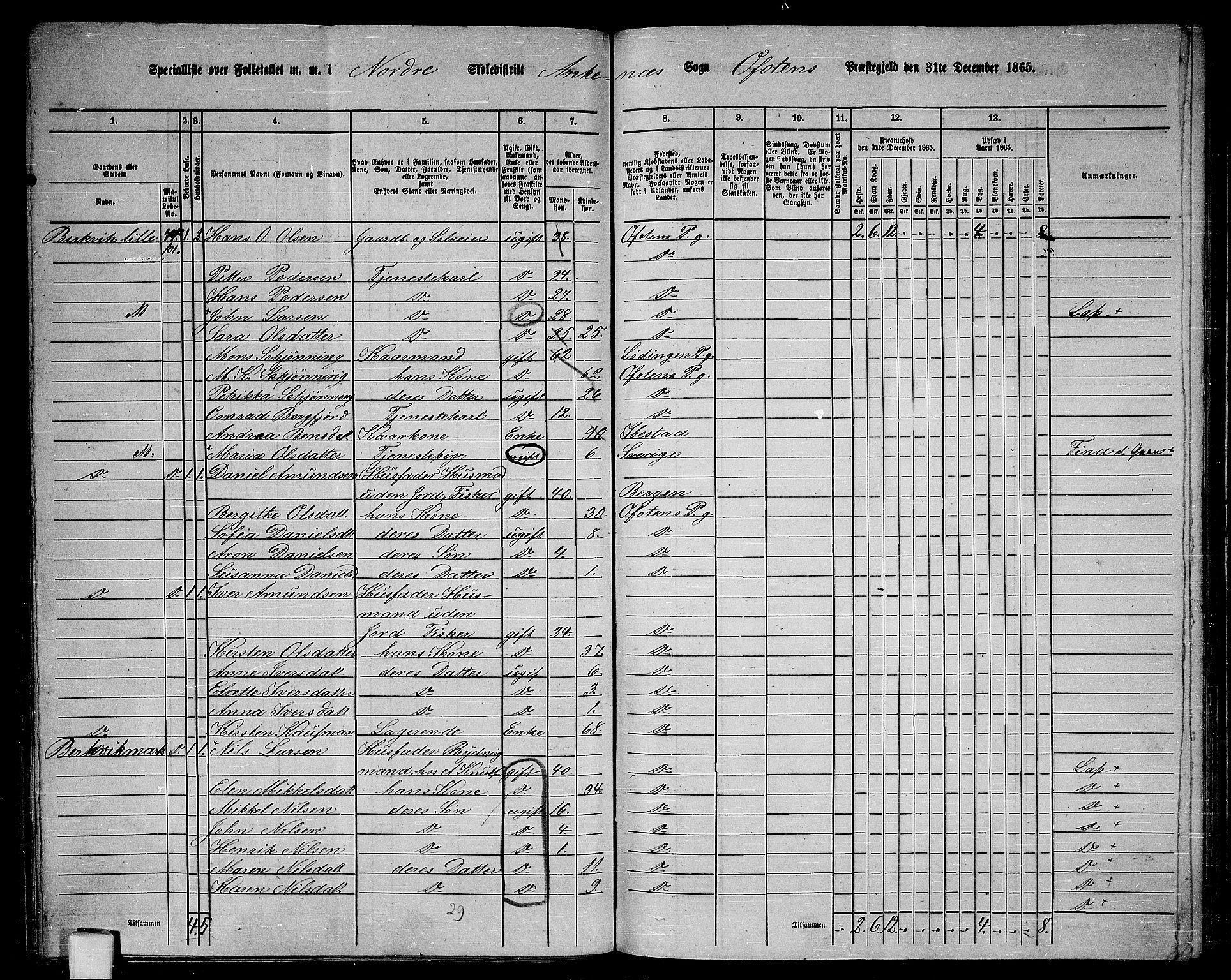 RA, 1865 census for Ofoten, 1865, p. 109