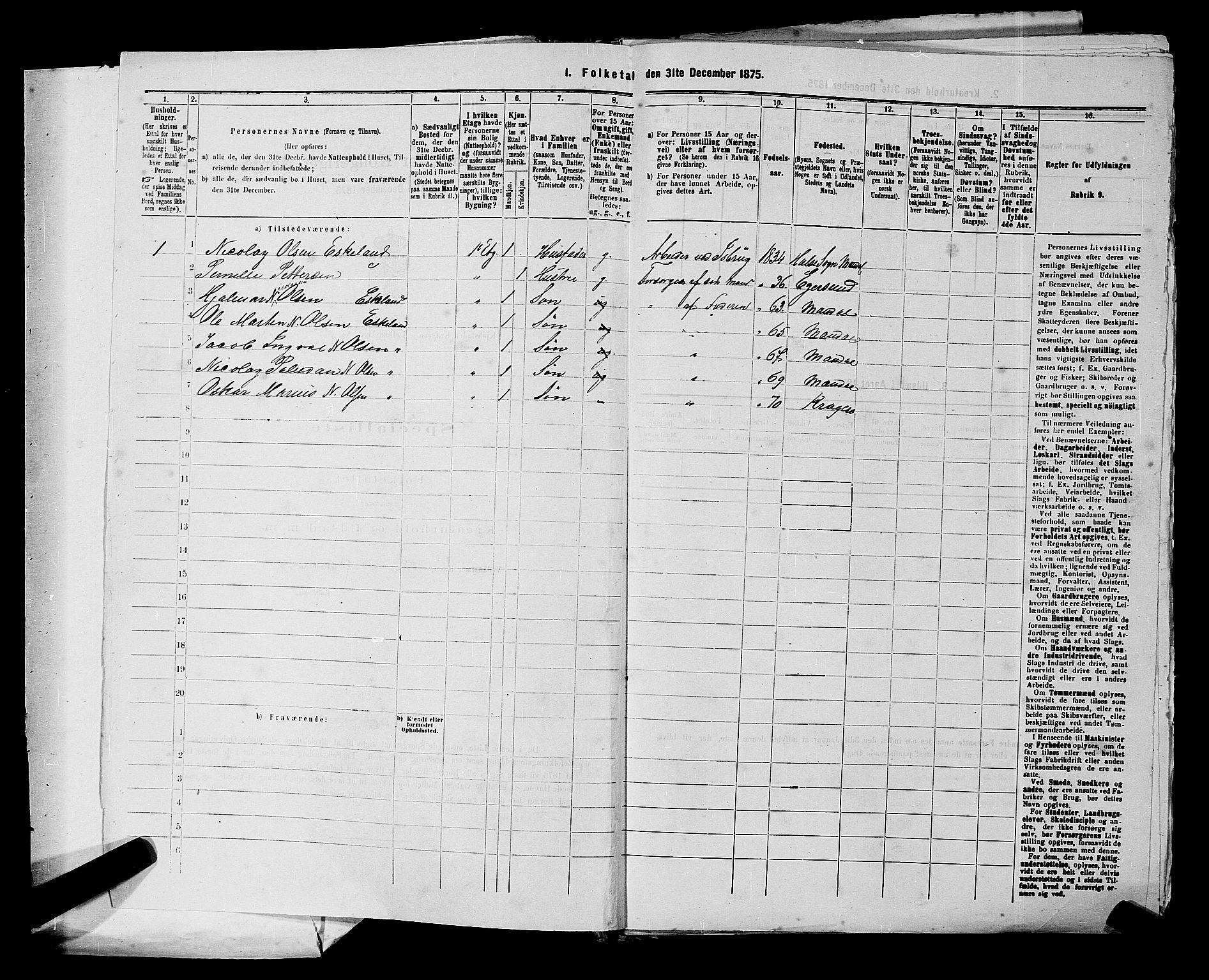 SAKO, 1875 census for 0801P Kragerø, 1875, p. 129