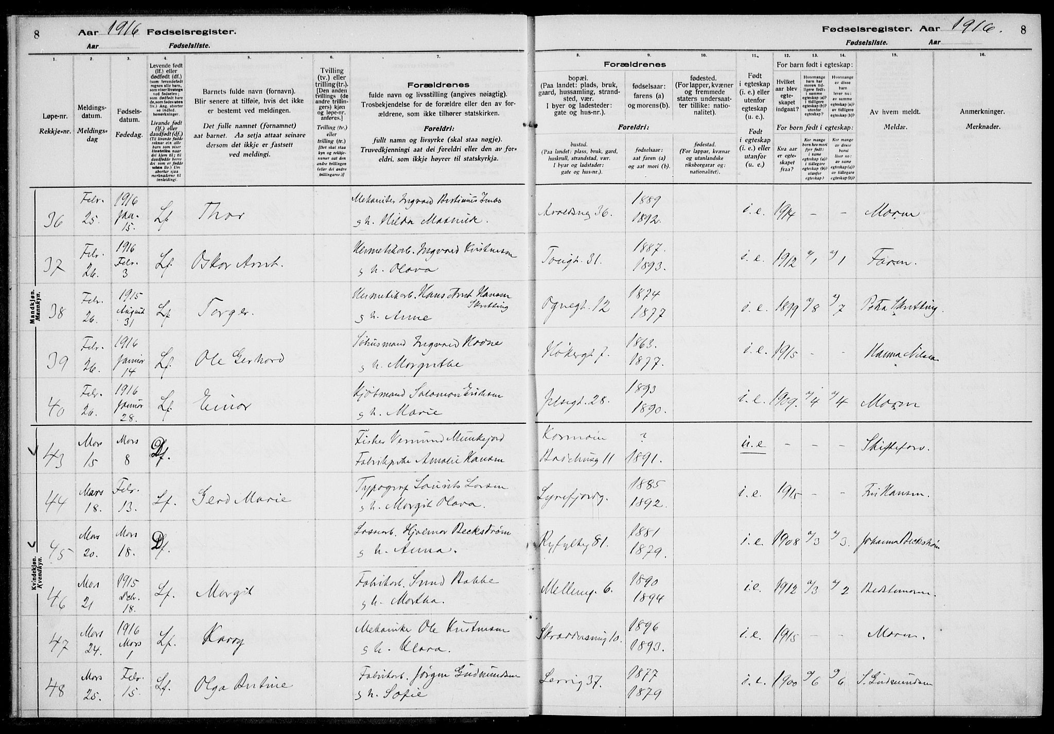 St. Johannes sokneprestkontor, AV/SAST-A-101814/002/A/L0001: Birth register no. 1, 1916-1919, p. 8