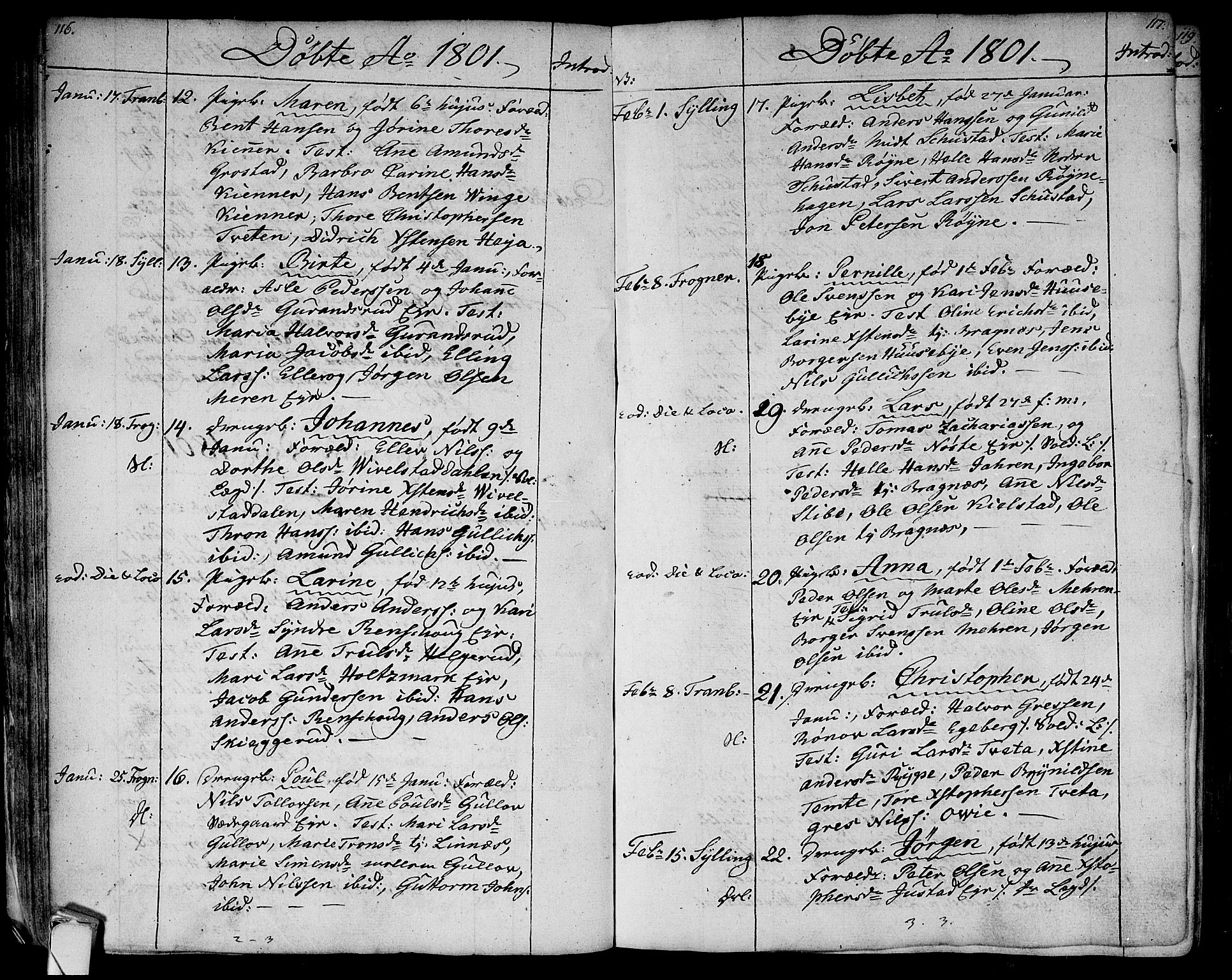Lier kirkebøker, AV/SAKO-A-230/F/Fa/L0007: Parish register (official) no. I 7, 1794-1813, p. 116-117