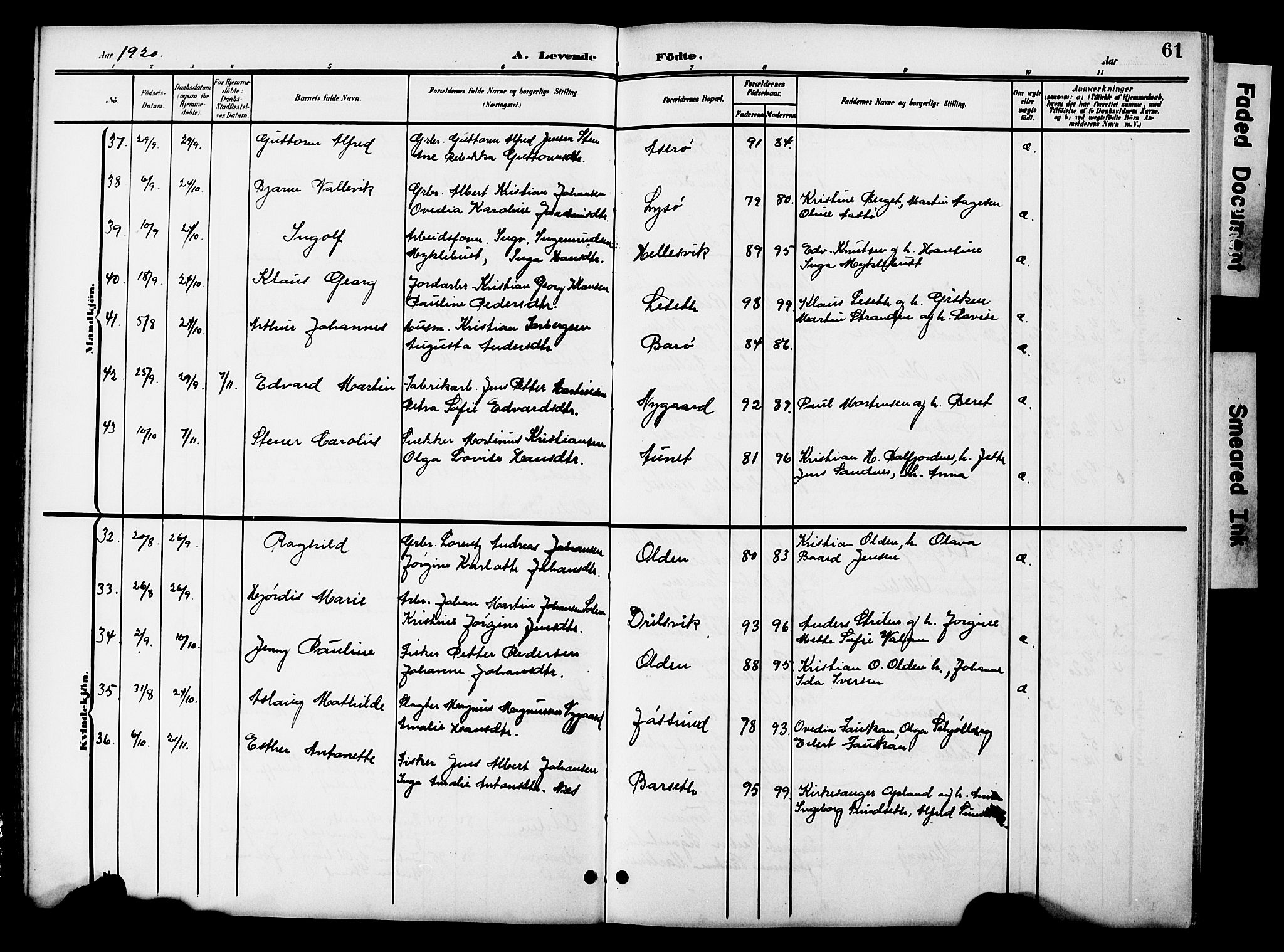 Ministerialprotokoller, klokkerbøker og fødselsregistre - Sør-Trøndelag, SAT/A-1456/654/L0666: Parish register (copy) no. 654C02, 1901-1925, p. 61