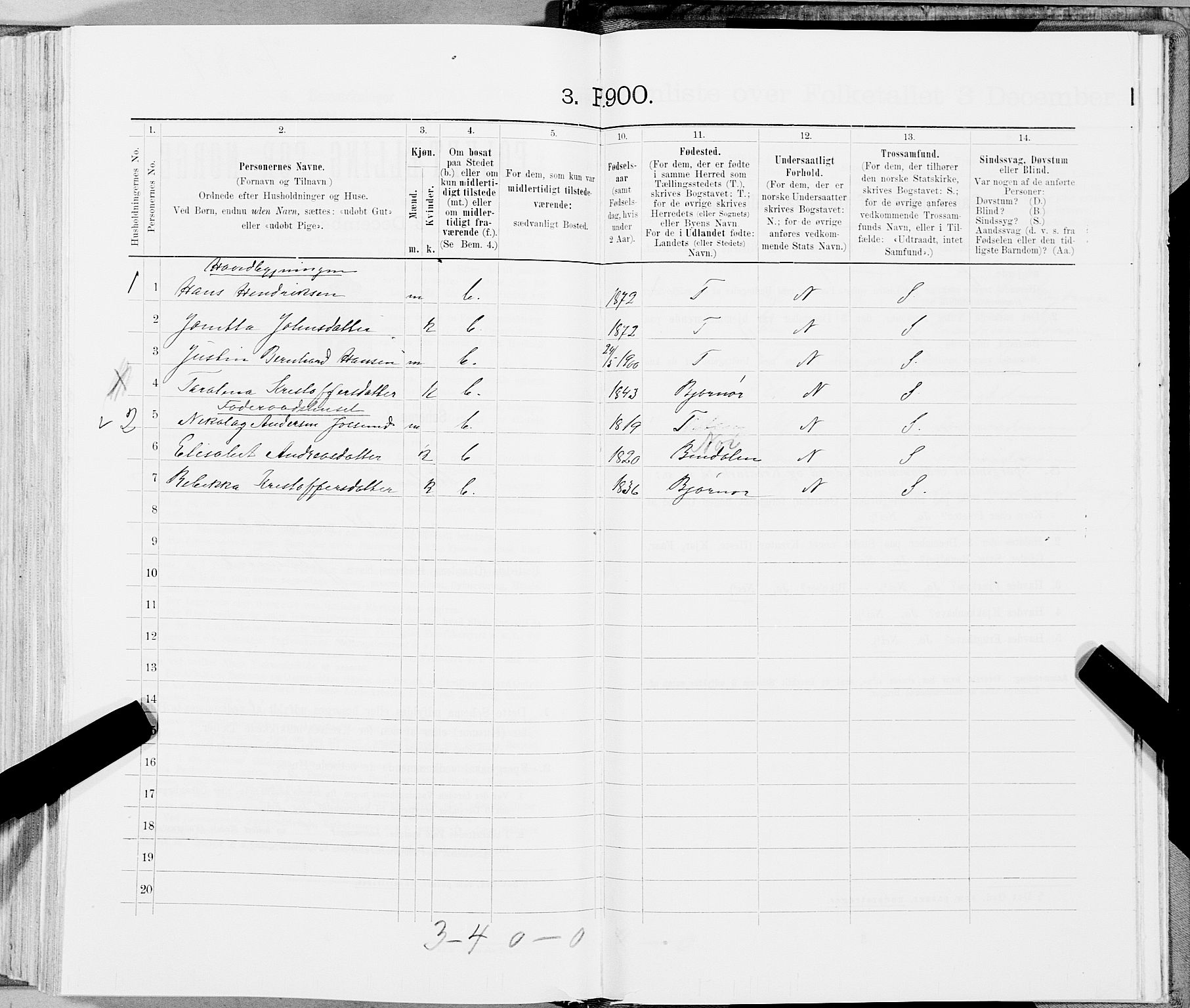 SAT, 1900 census for Flatanger, 1900, p. 769