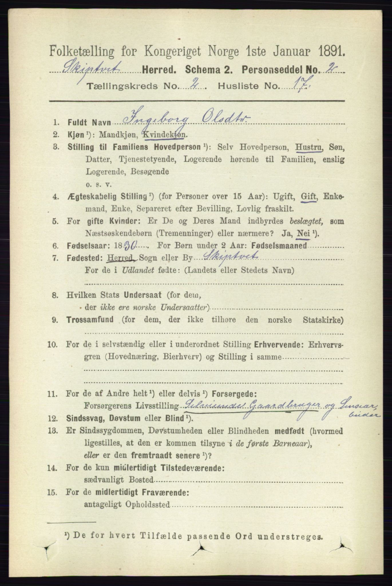 RA, 1891 census for 0127 Skiptvet, 1891, p. 645