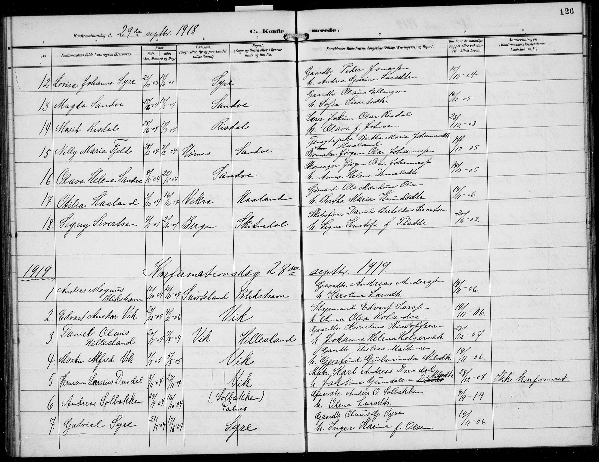 Skudenes sokneprestkontor, SAST/A -101849/H/Ha/Hab/L0009: Parish register (copy) no. B 9, 1908-1936, p. 126