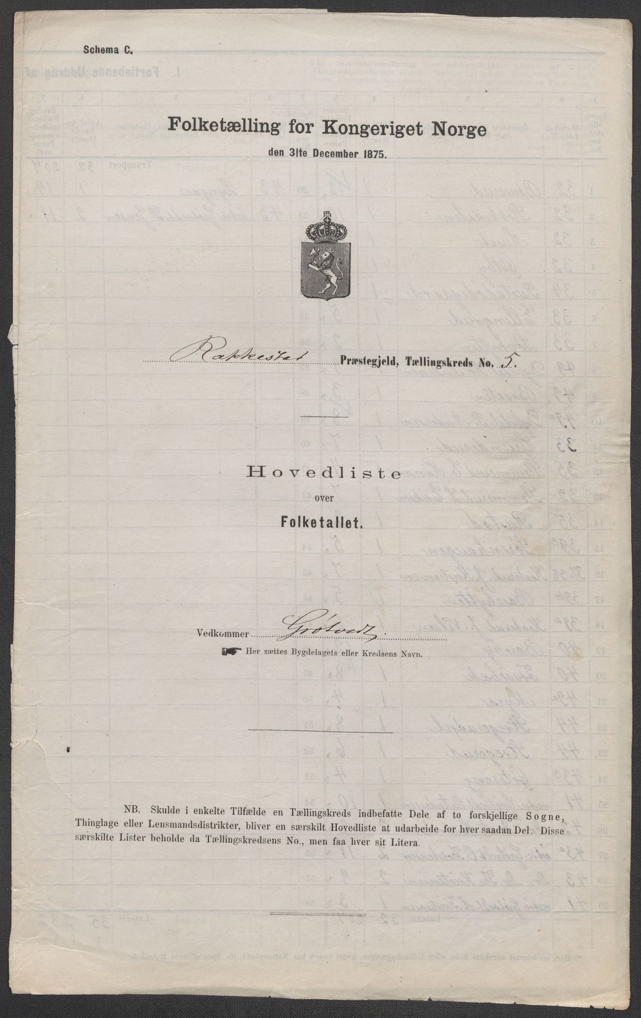 RA, 1875 census for 0128P Rakkestad, 1875, p. 16