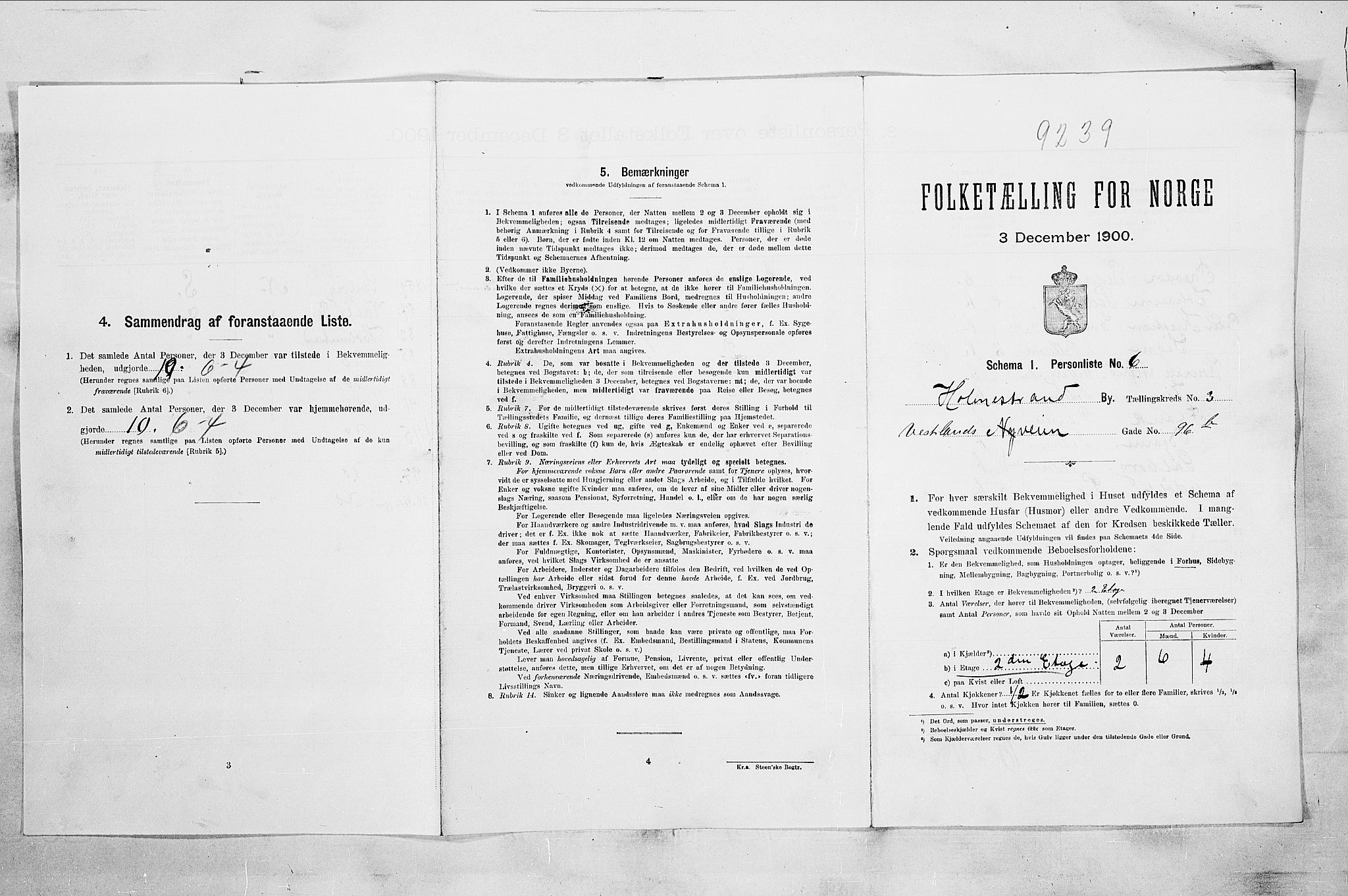 RA, 1900 census for Holmestrand, 1900, p. 845