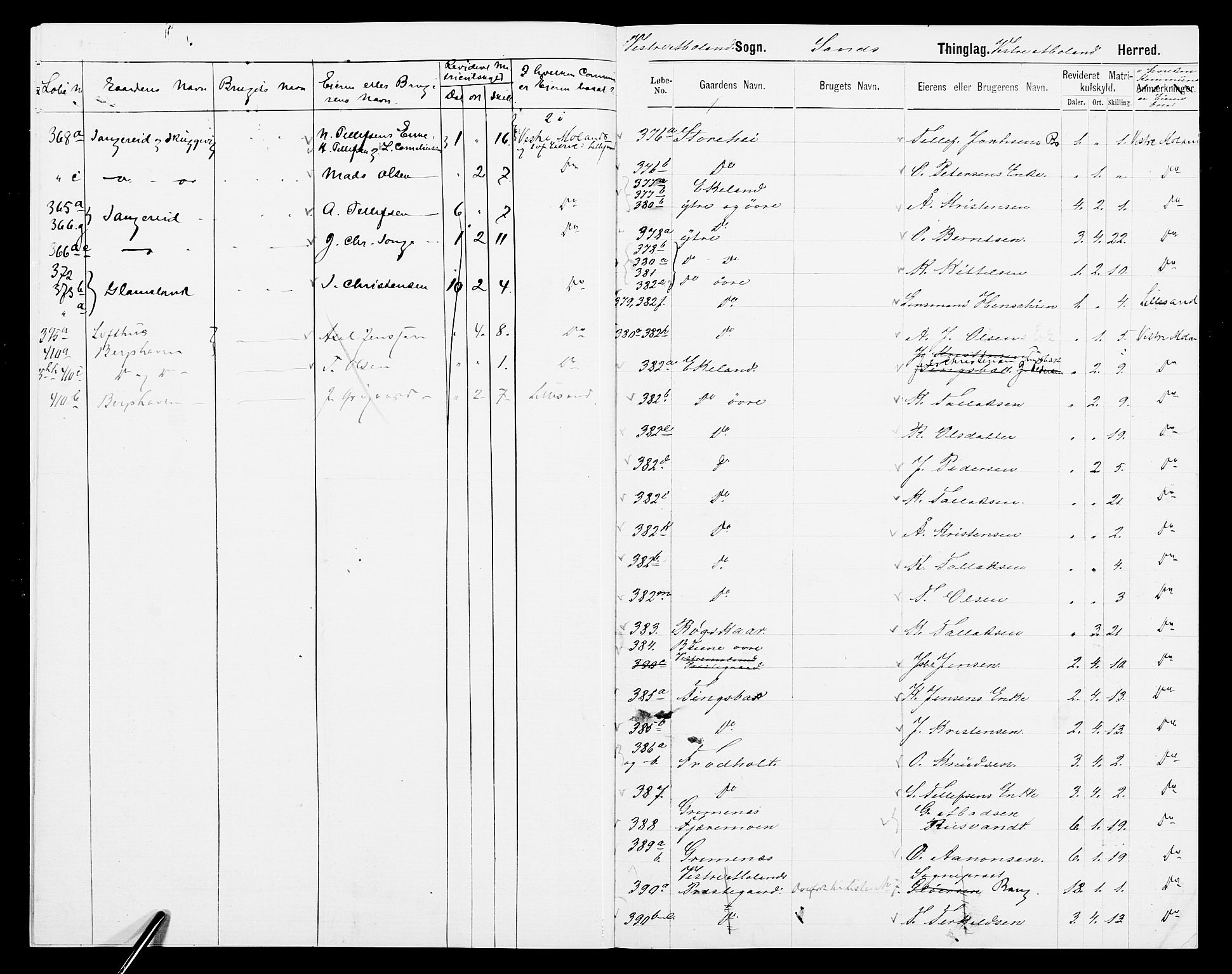 SAK, 1875 census for 0926L Vestre Moland/Vestre Moland, 1875, p. 9