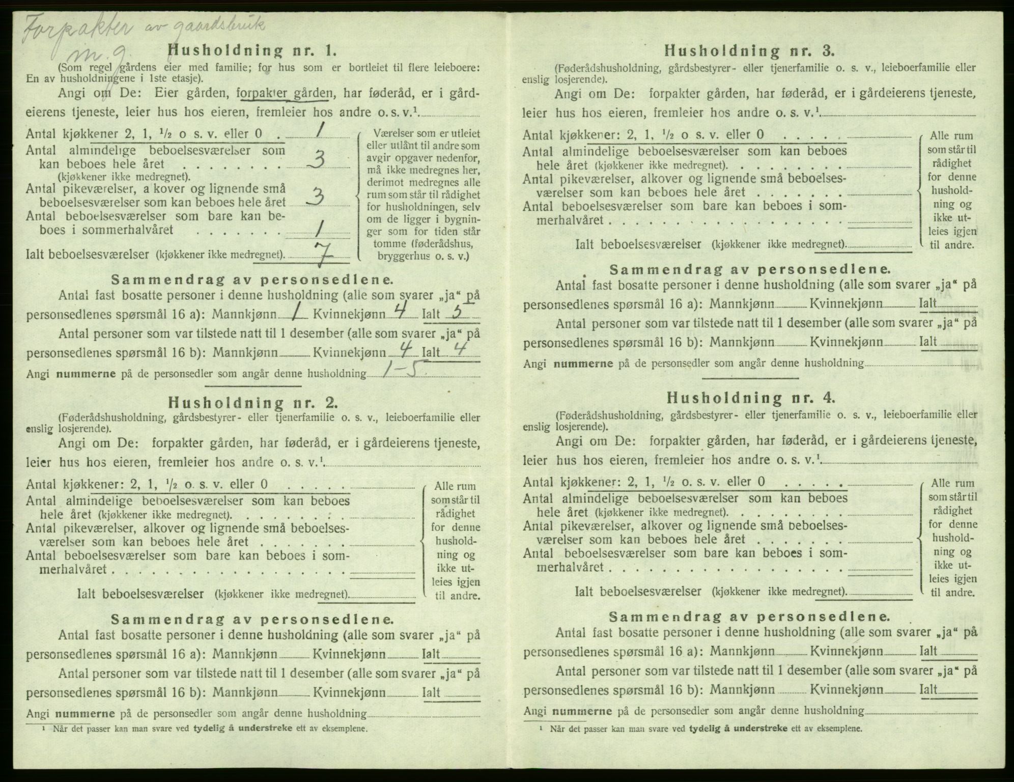 SAB, 1920 census for Granvin, 1920, p. 154