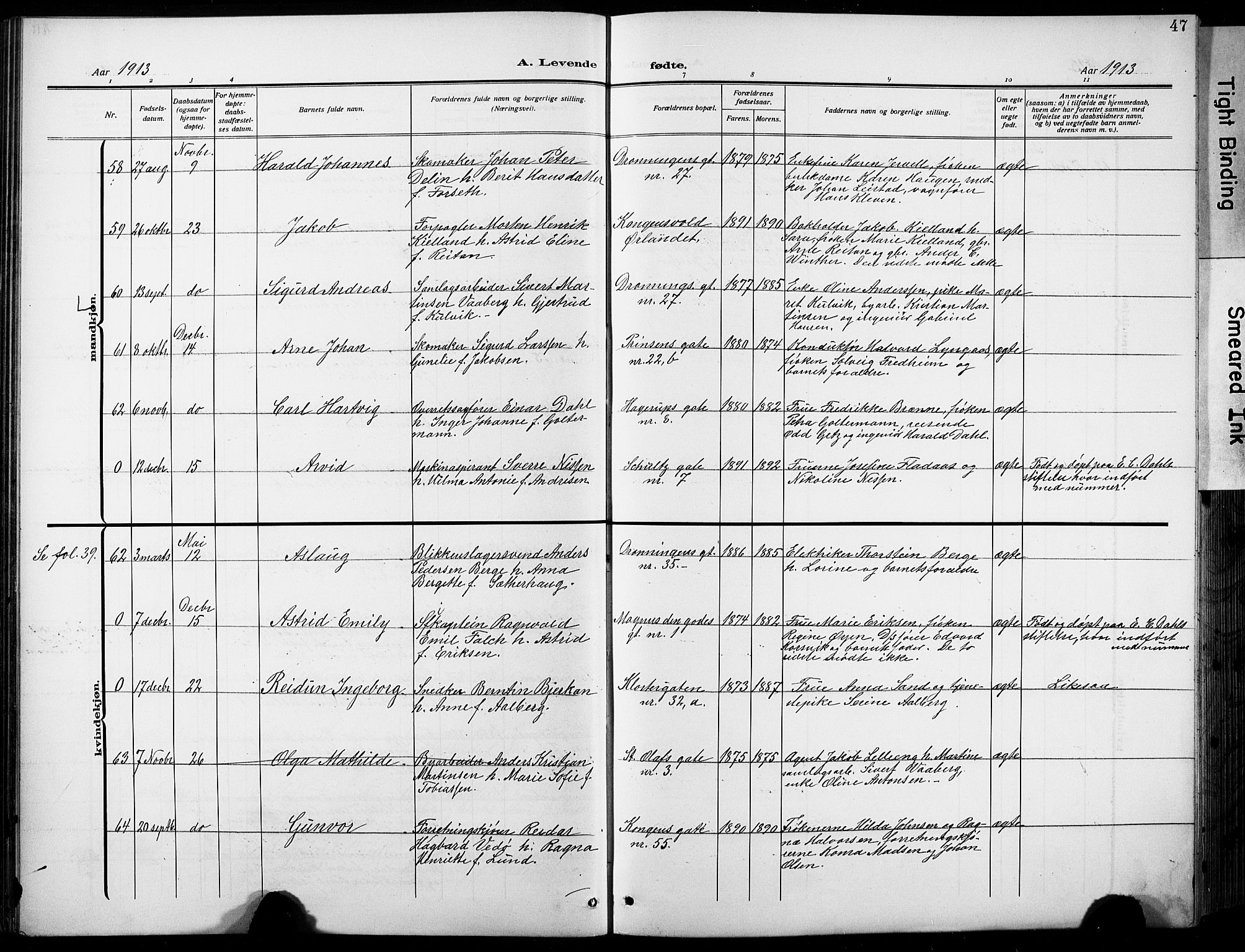 Ministerialprotokoller, klokkerbøker og fødselsregistre - Sør-Trøndelag, AV/SAT-A-1456/601/L0096: Parish register (copy) no. 601C14, 1911-1931, p. 47