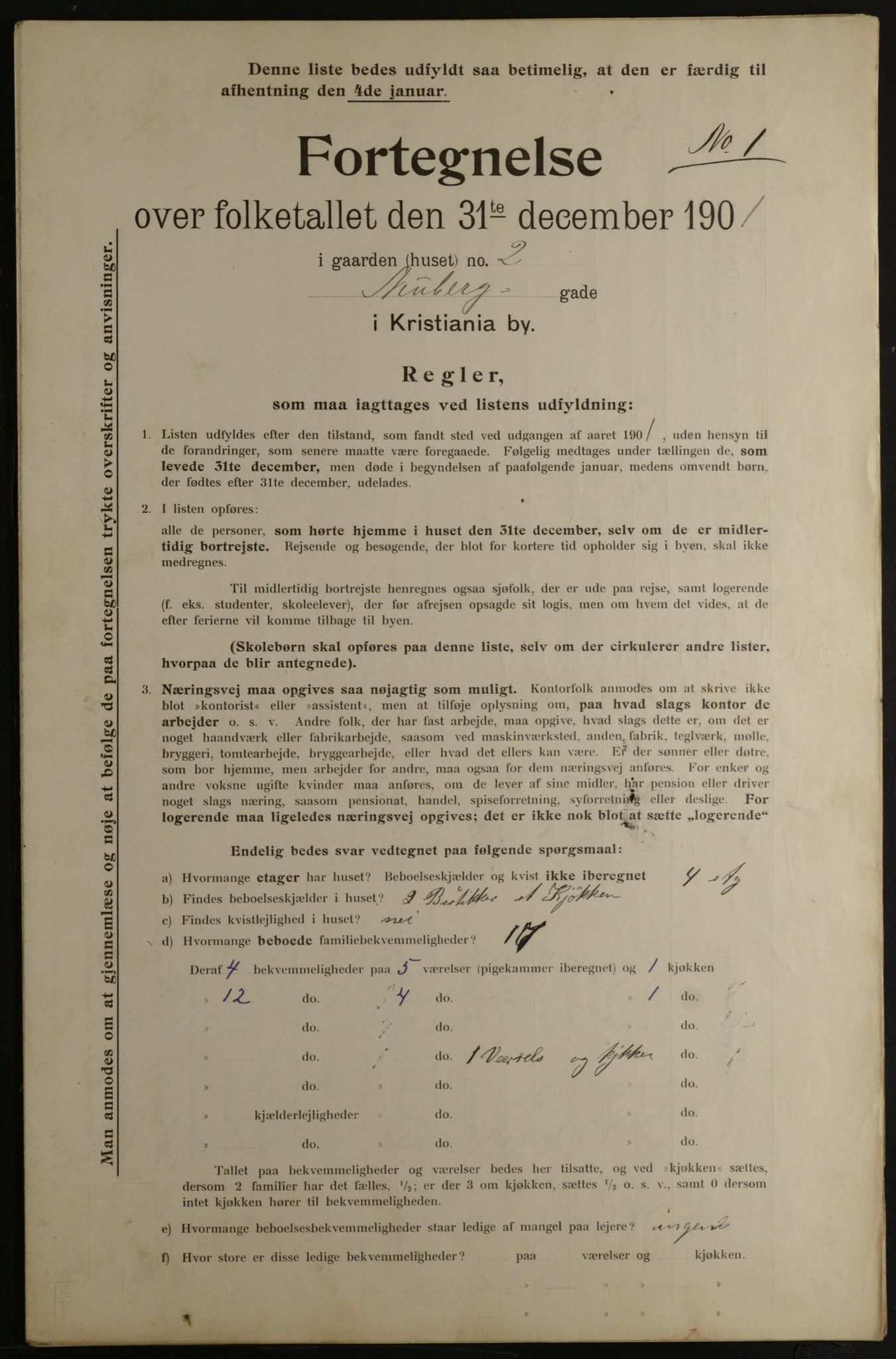 OBA, Municipal Census 1901 for Kristiania, 1901, p. 10705