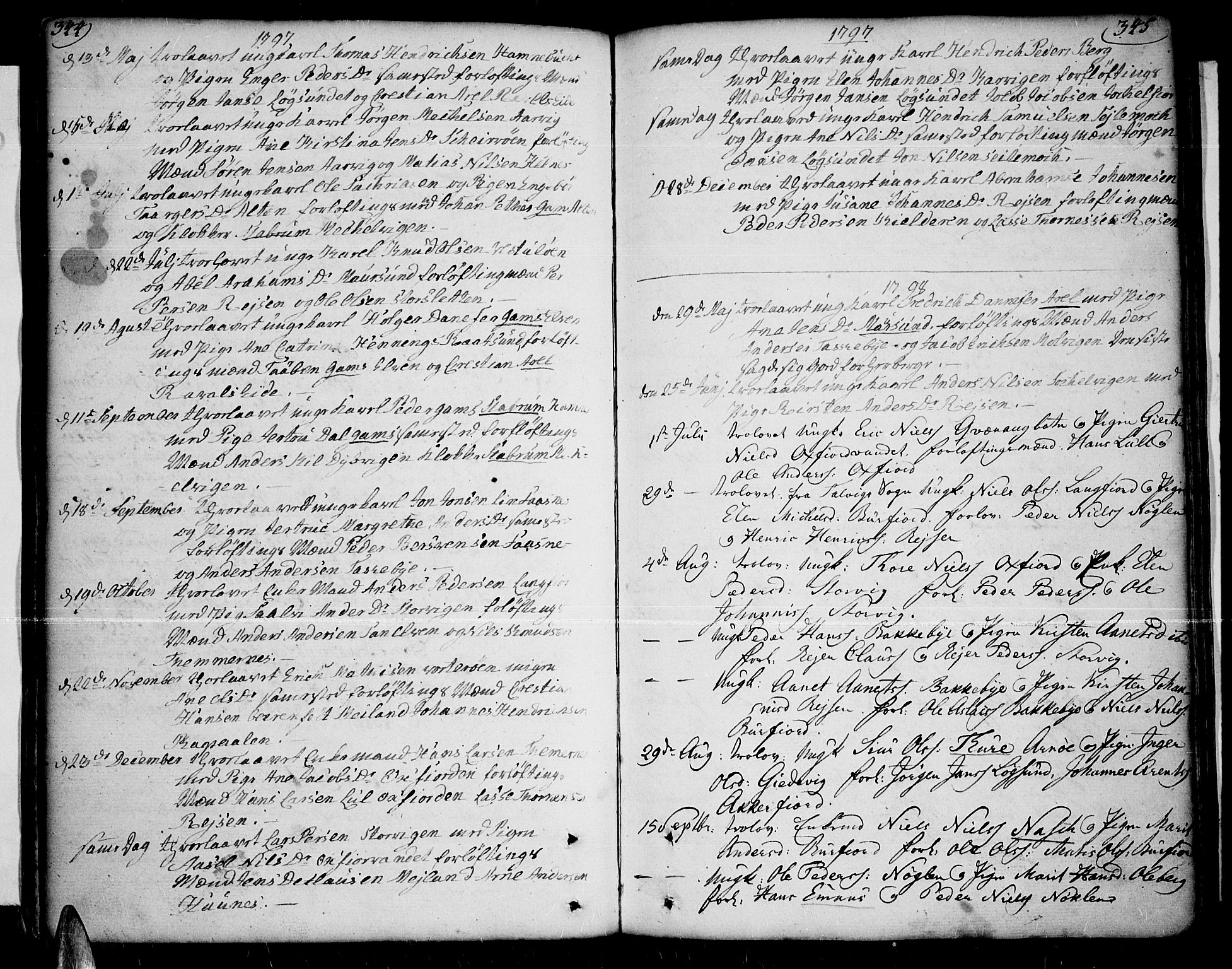 Skjervøy sokneprestkontor, SATØ/S-1300/H/Ha/Haa/L0002kirke: Parish register (official) no. 2, 1781-1817, p. 344-345
