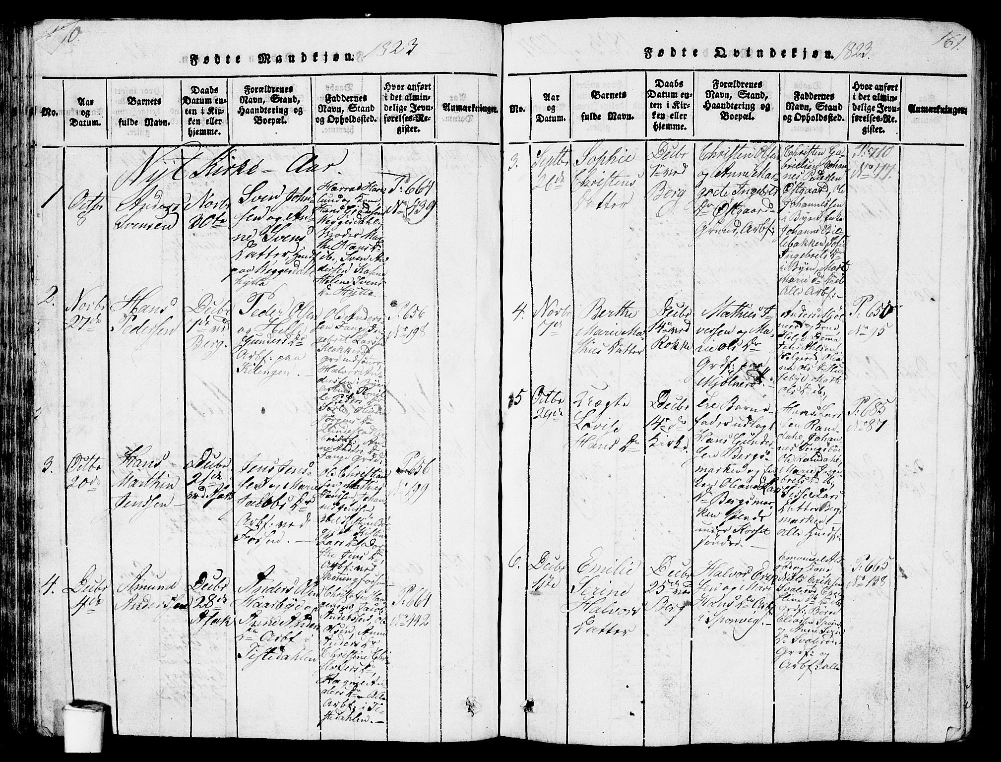 Berg prestekontor Kirkebøker, AV/SAO-A-10902/G/Ga/L0001: Parish register (copy) no. I 1, 1815-1832, p. 160-161