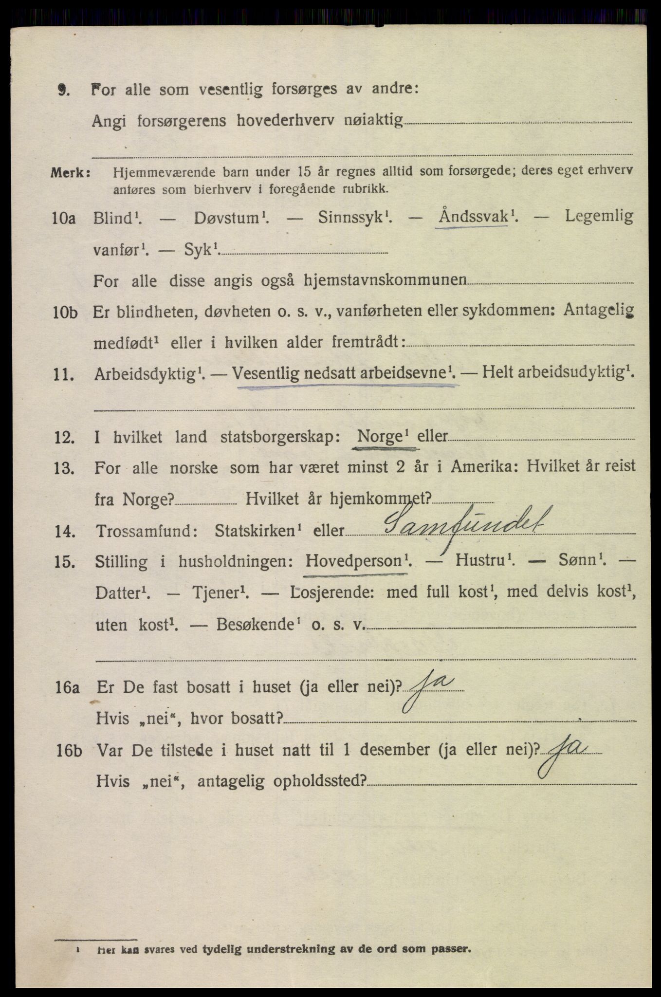 SAK, 1920 census for Søgne, 1920, p. 1444