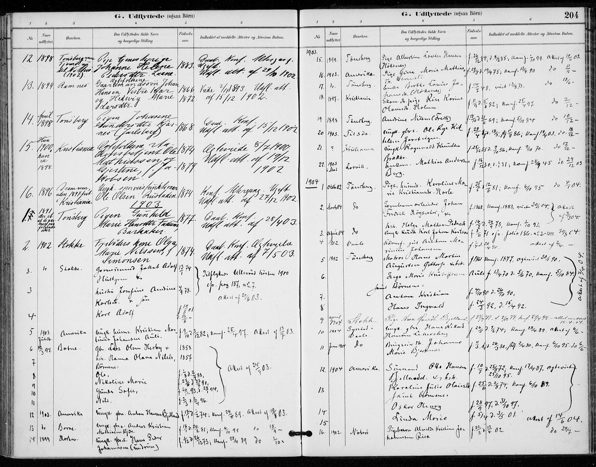 Sem kirkebøker, AV/SAKO-A-5/F/Fa/L0011: Parish register (official) no. I 11, 1888-1904, p. 204