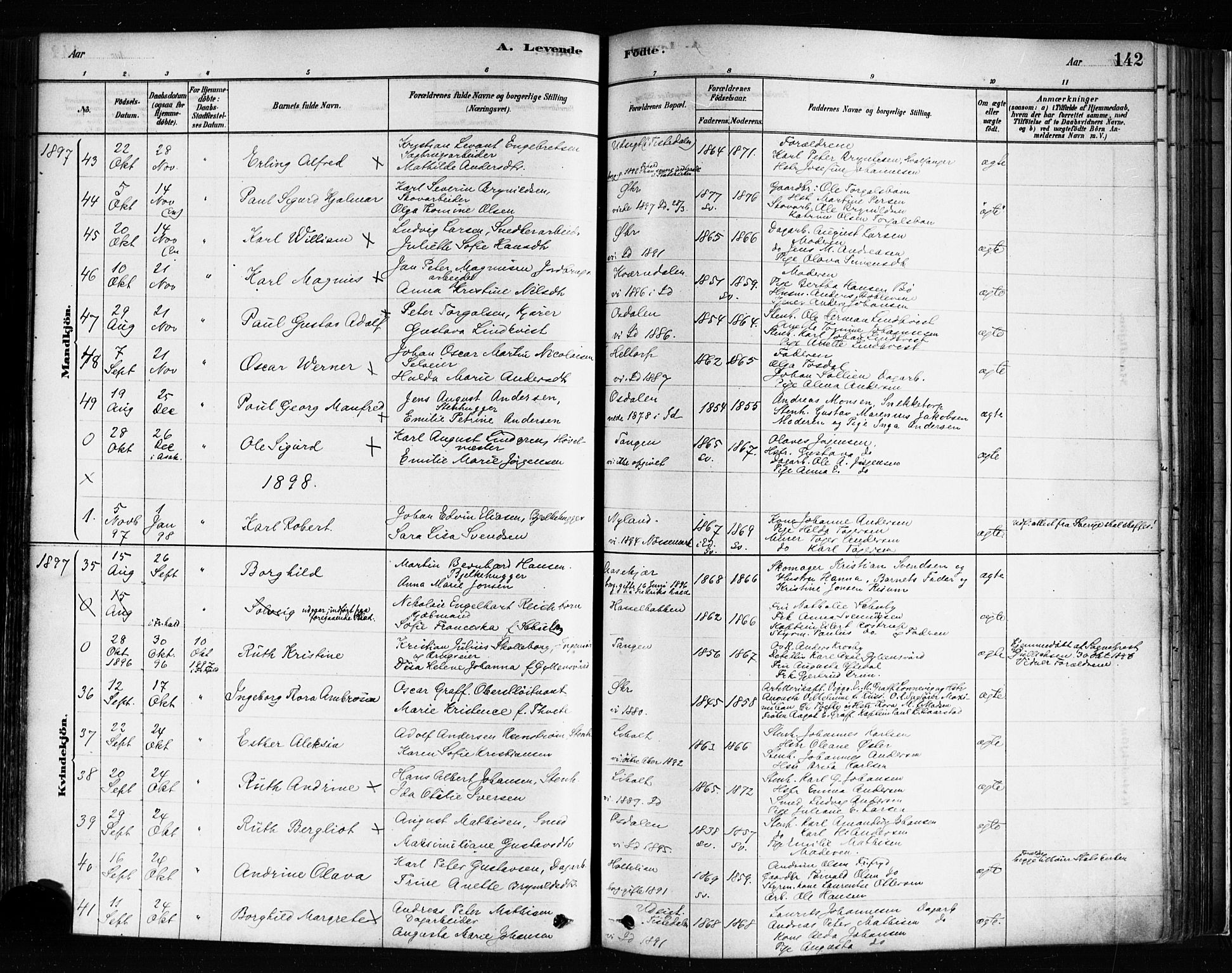 Idd prestekontor Kirkebøker, AV/SAO-A-10911/F/Fc/L0006a: Parish register (official) no. III 6A, 1878-1903, p. 142