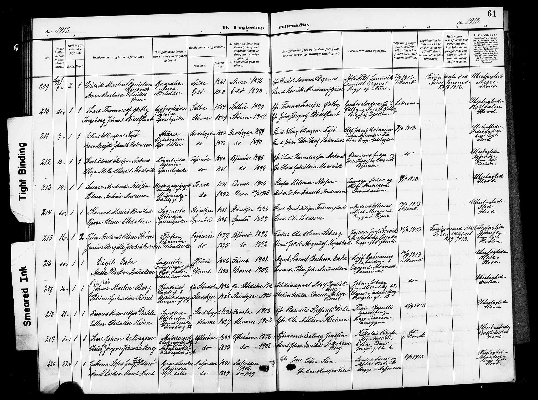 Ministerialprotokoller, klokkerbøker og fødselsregistre - Sør-Trøndelag, SAT/A-1456/601/L0097: Parish register (copy) no. 601C15, 1911-1921, p. 61