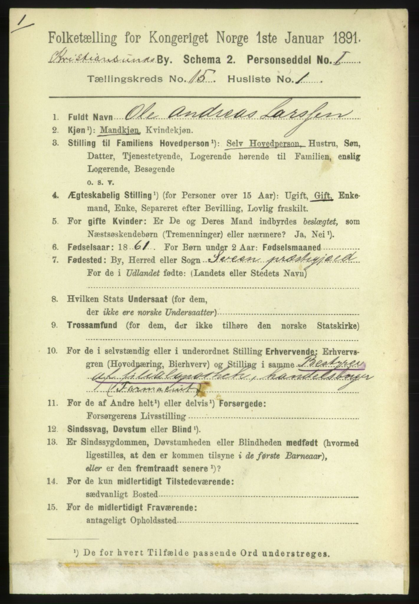 RA, 1891 census for 1503 Kristiansund, 1891, p. 10599