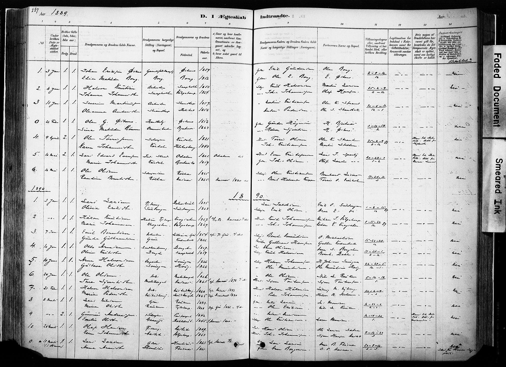 Hof prestekontor, AV/SAH-PREST-038/H/Ha/Haa/L0010: Parish register (official) no. 10, 1878-1909, p. 227