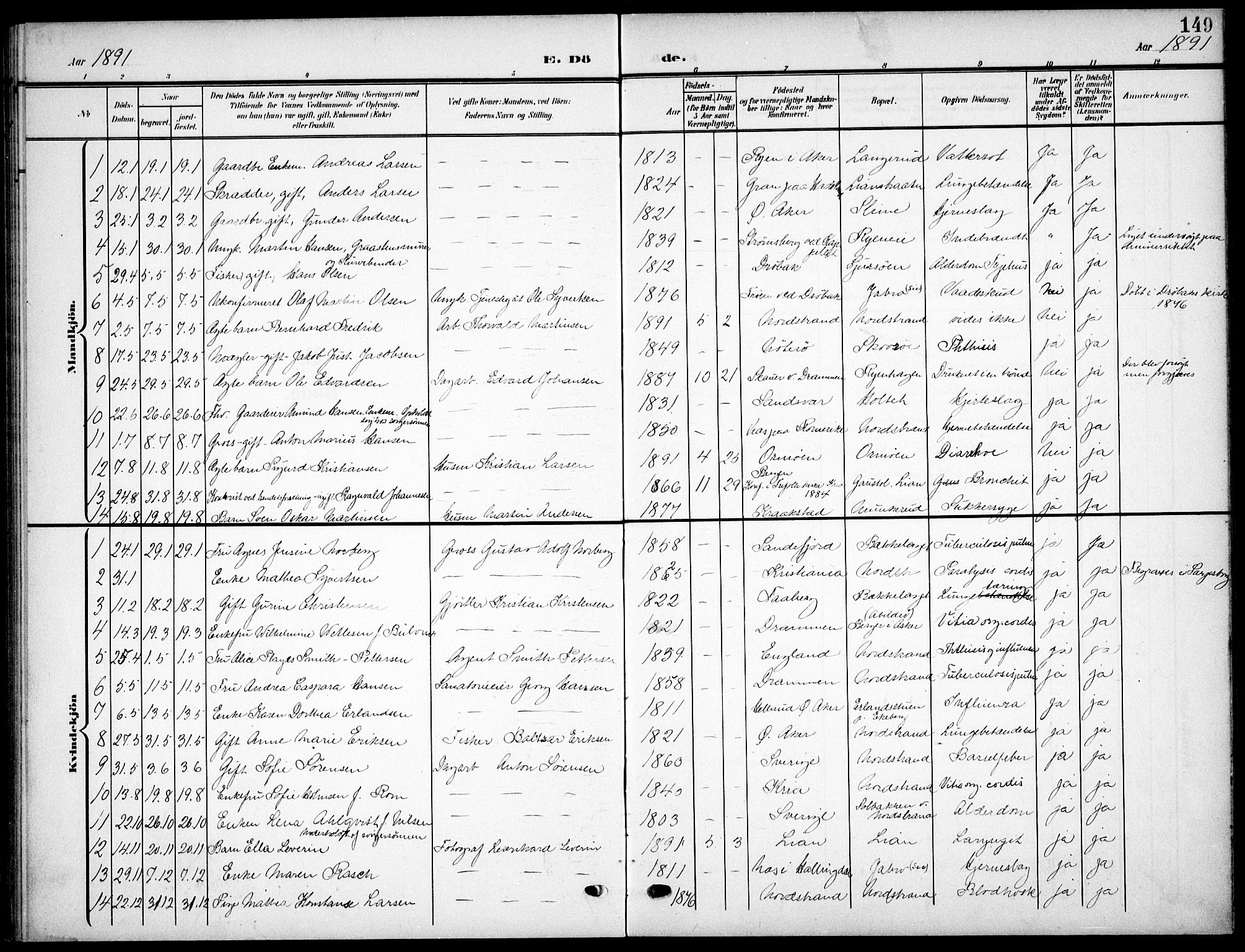 Nordstrand prestekontor Kirkebøker, SAO/A-10362a/F/Fa/L0000: Parish register (official) no. I 0, 1881-1900, p. 149