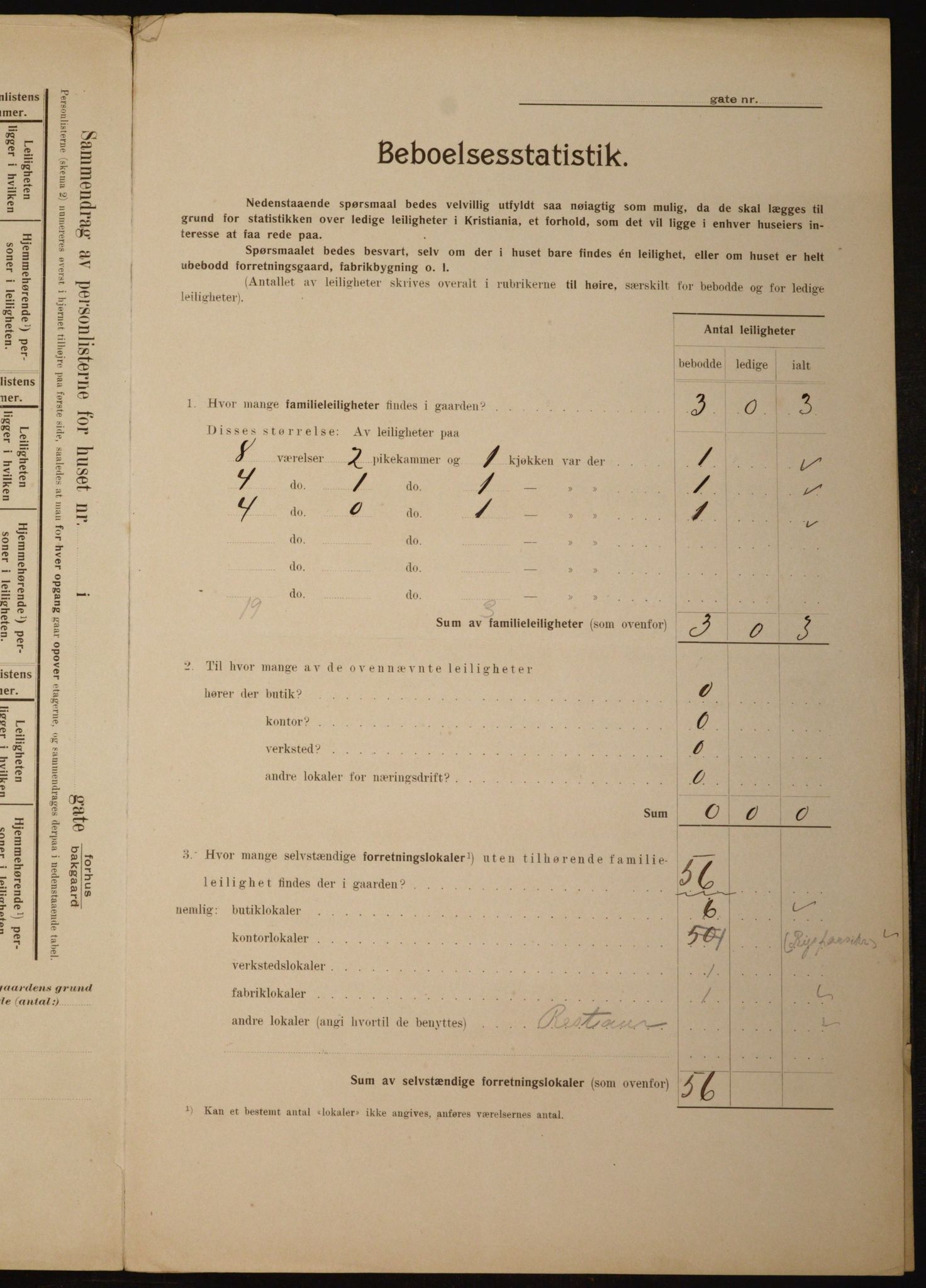 OBA, Municipal Census 1910 for Kristiania, 1910, p. 47689