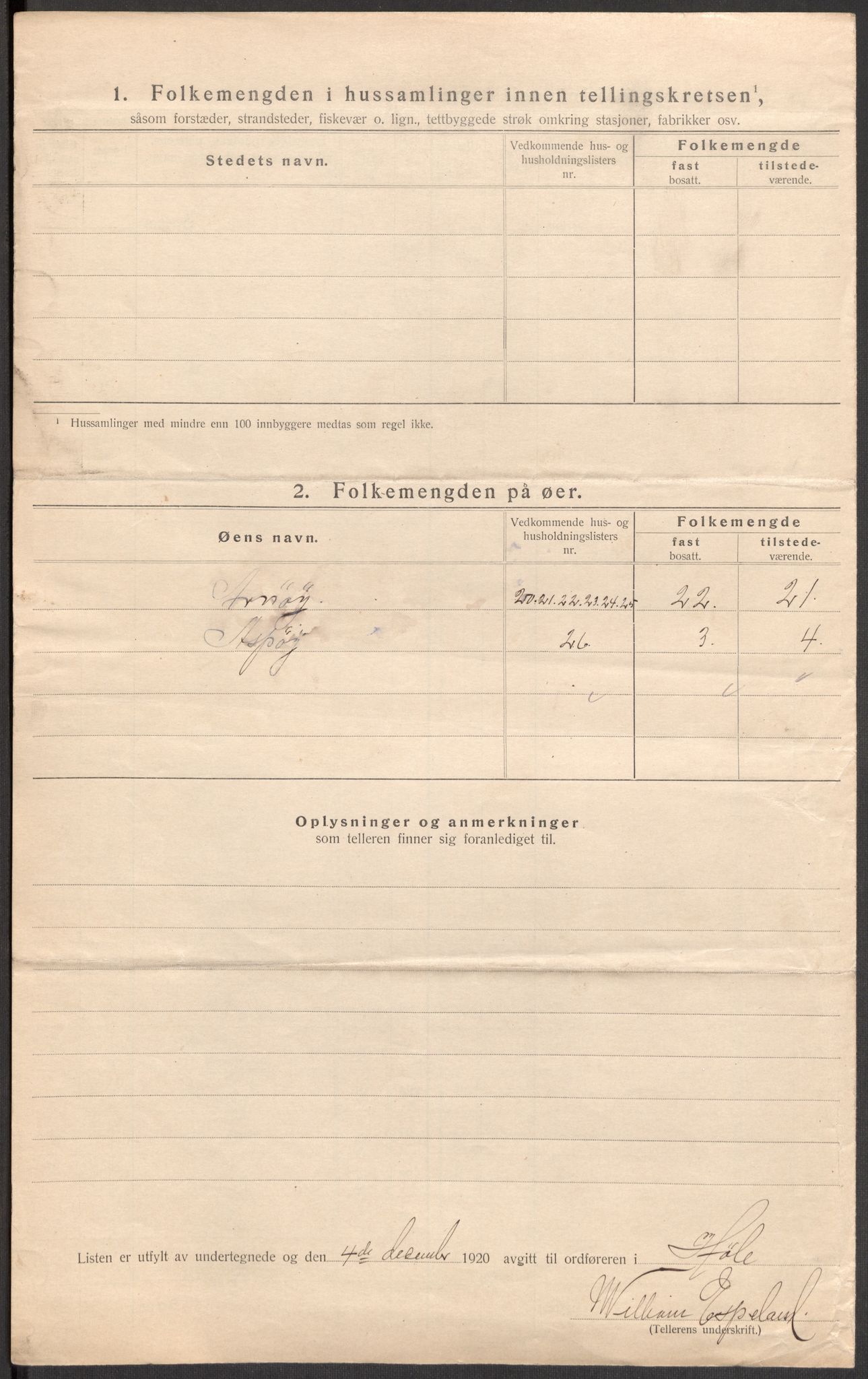 SAST, 1920 census for Høle, 1920, p. 31