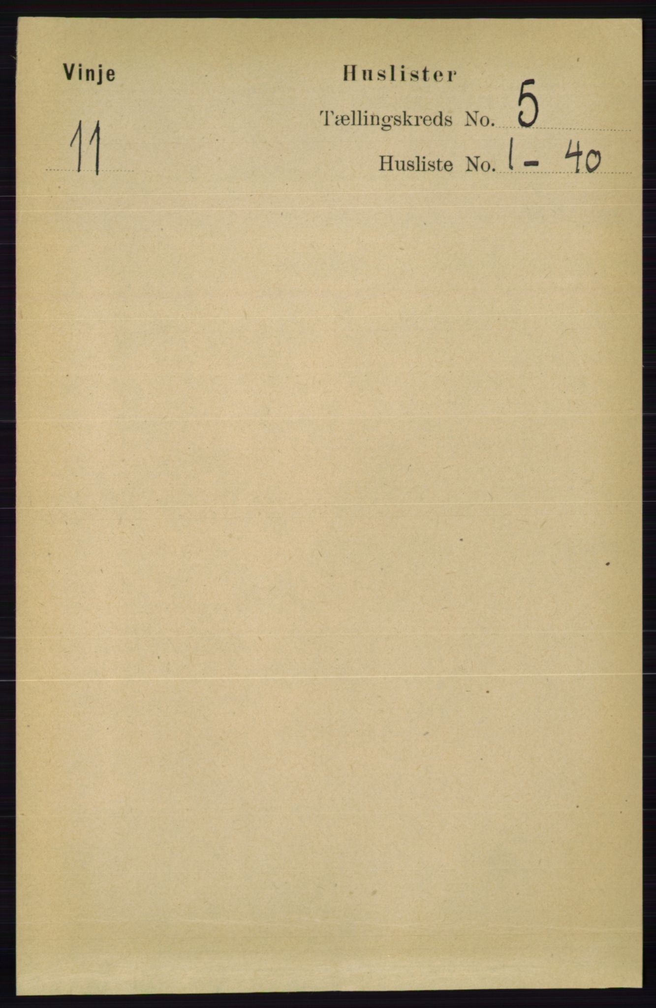 RA, 1891 census for 0834 Vinje, 1891, p. 1005