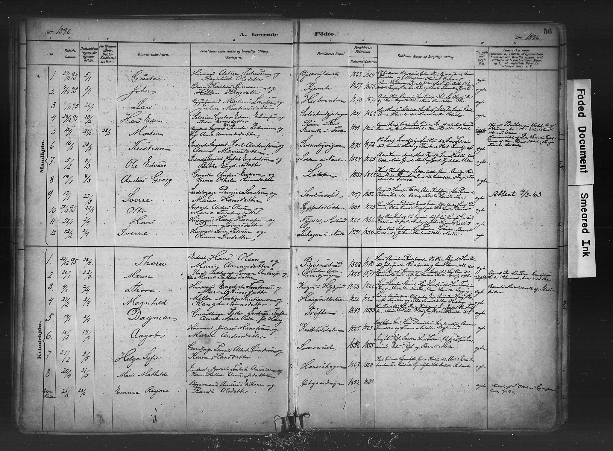 Nord-Odal prestekontor, AV/SAH-PREST-032/H/Ha/Haa/L0006: Parish register (official) no. 6, 1886-1901, p. 56