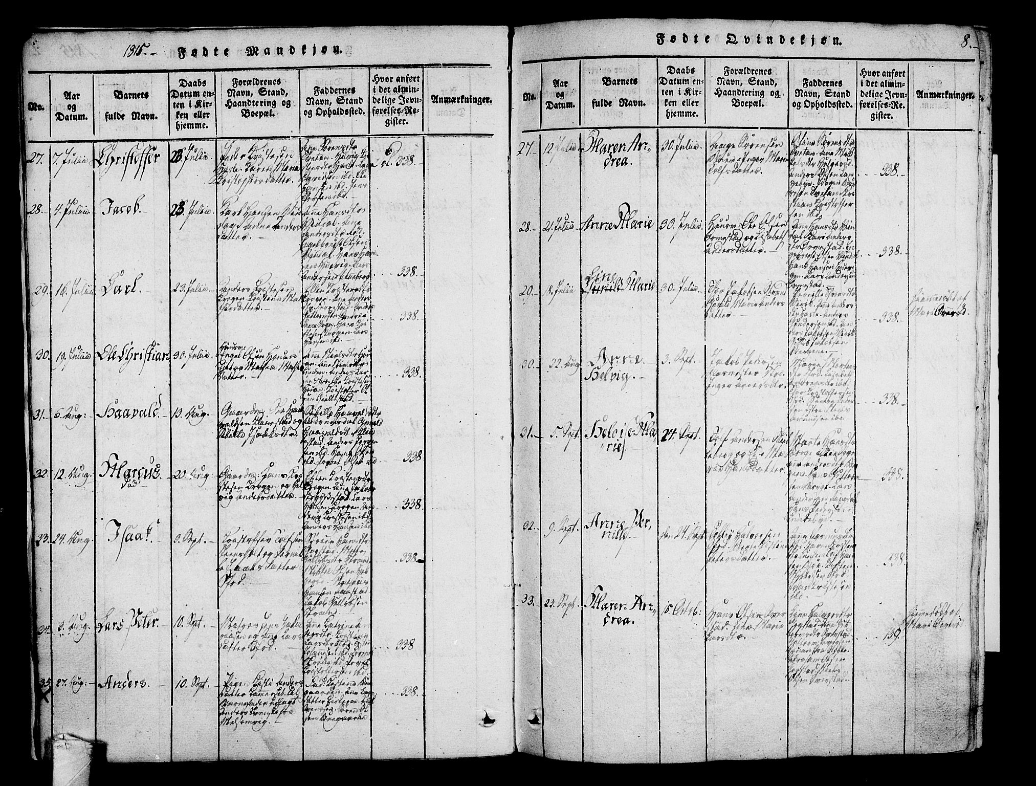 Sandar kirkebøker, AV/SAKO-A-243/F/Fa/L0004: Parish register (official) no. 4, 1814-1832, p. 8