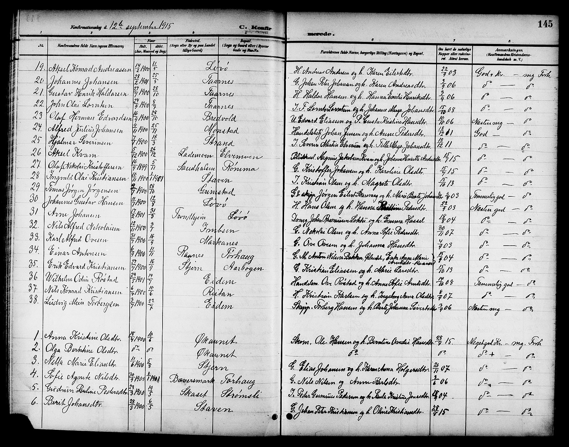 Ministerialprotokoller, klokkerbøker og fødselsregistre - Sør-Trøndelag, AV/SAT-A-1456/655/L0688: Parish register (copy) no. 655C04, 1899-1922, p. 145