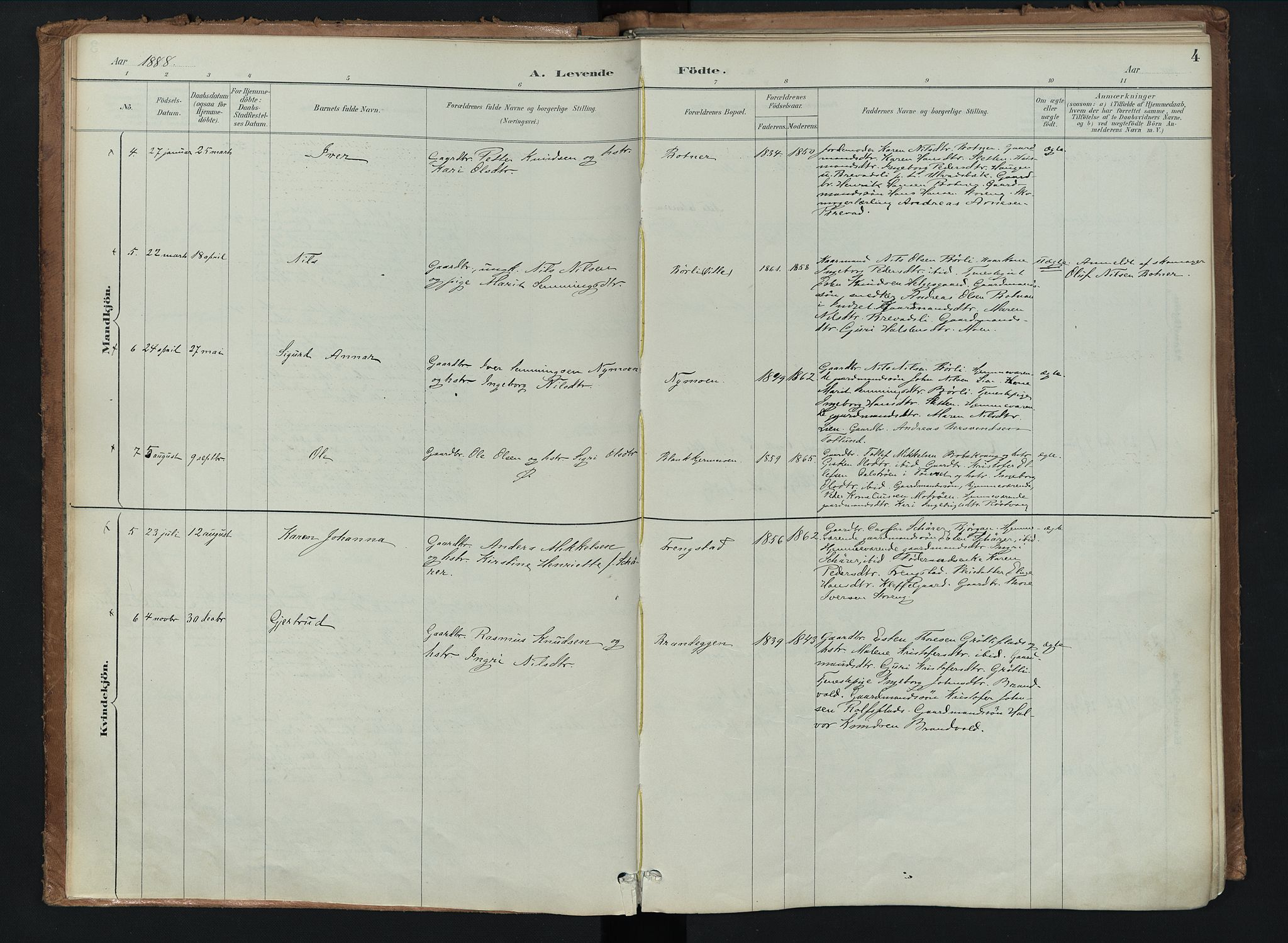 Kvikne prestekontor, AV/SAH-PREST-064/H/Ha/Haa/L0008: Parish register (official) no. 8, 1887-1911, p. 4