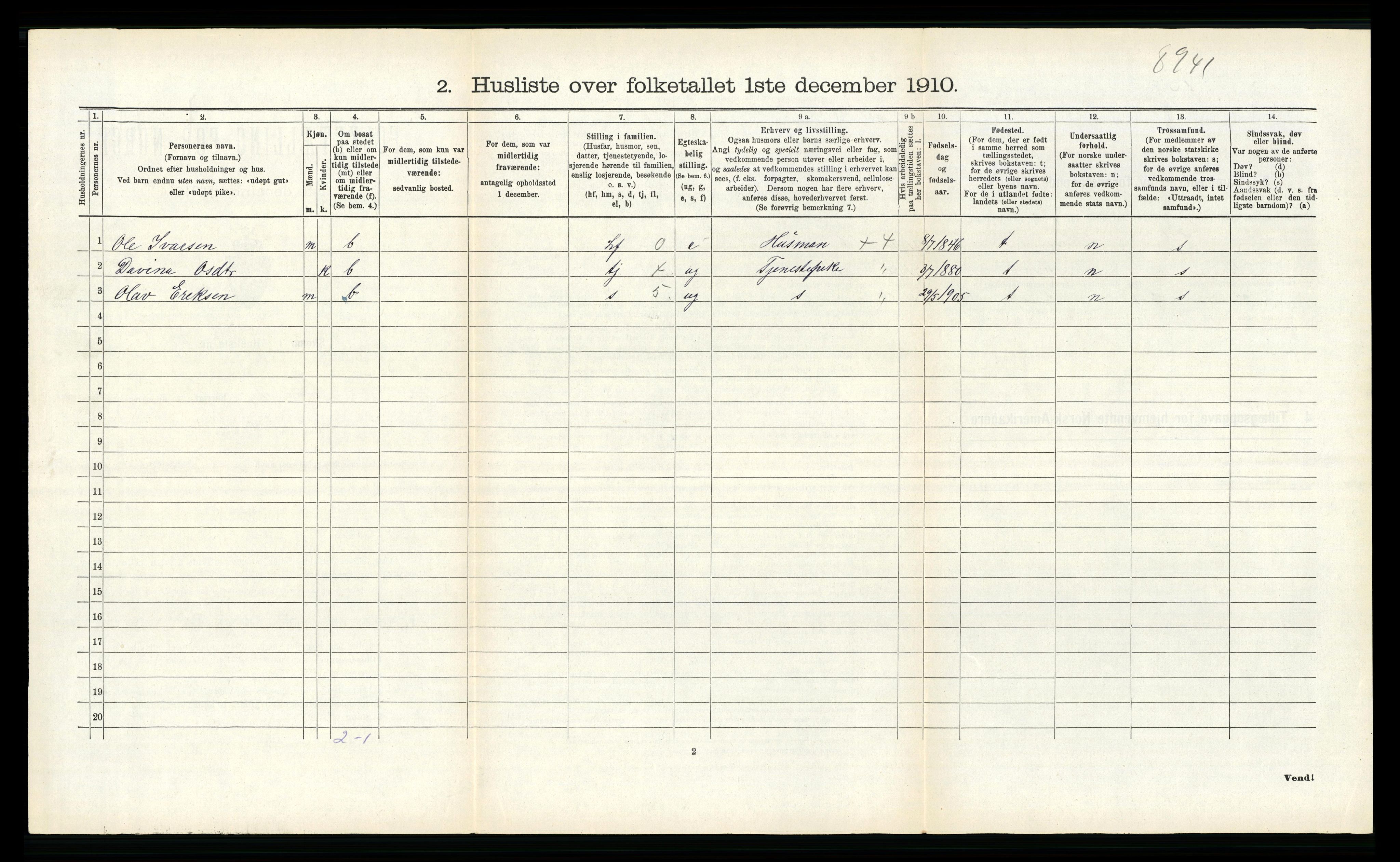 RA, 1910 census for Leikanger, 1910, p. 399