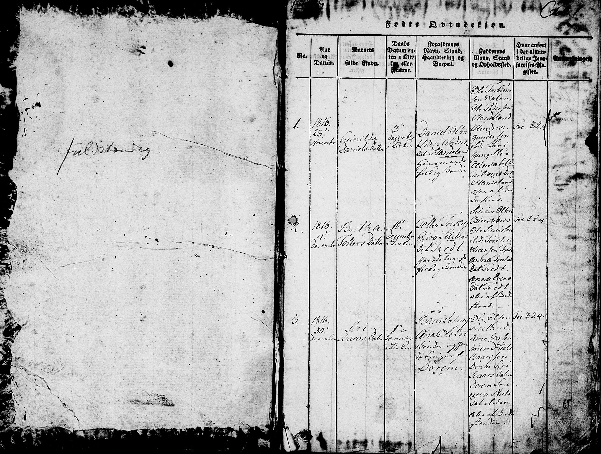 Fjelberg sokneprestembete, SAB/A-75201/H/Haa: Parish register (official) no. A 4, 1816-1822, p. 1