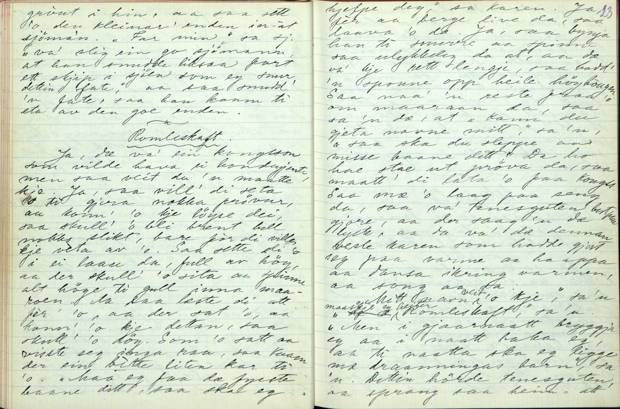 Rikard Berge, TEMU/TGM-A-1003/F/L0003/0012: 061-100 Innholdslister / 71 Kilen: sagn m.m., 1910, p. 22-23