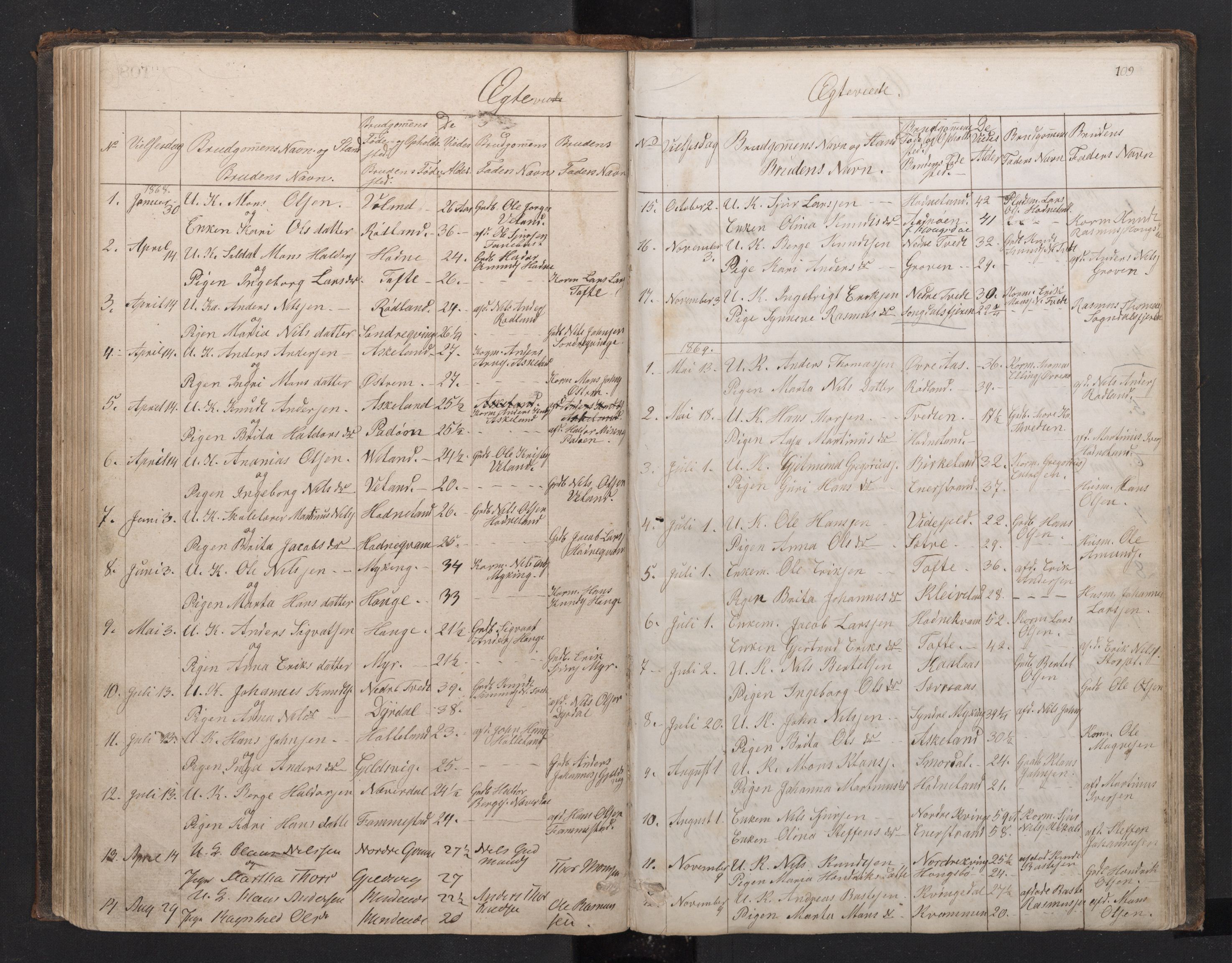 Lindås Sokneprestembete, SAB/A-76701/H/Hab: Parish register (copy) no. E 2, 1867-1892, p. 108b-109a
