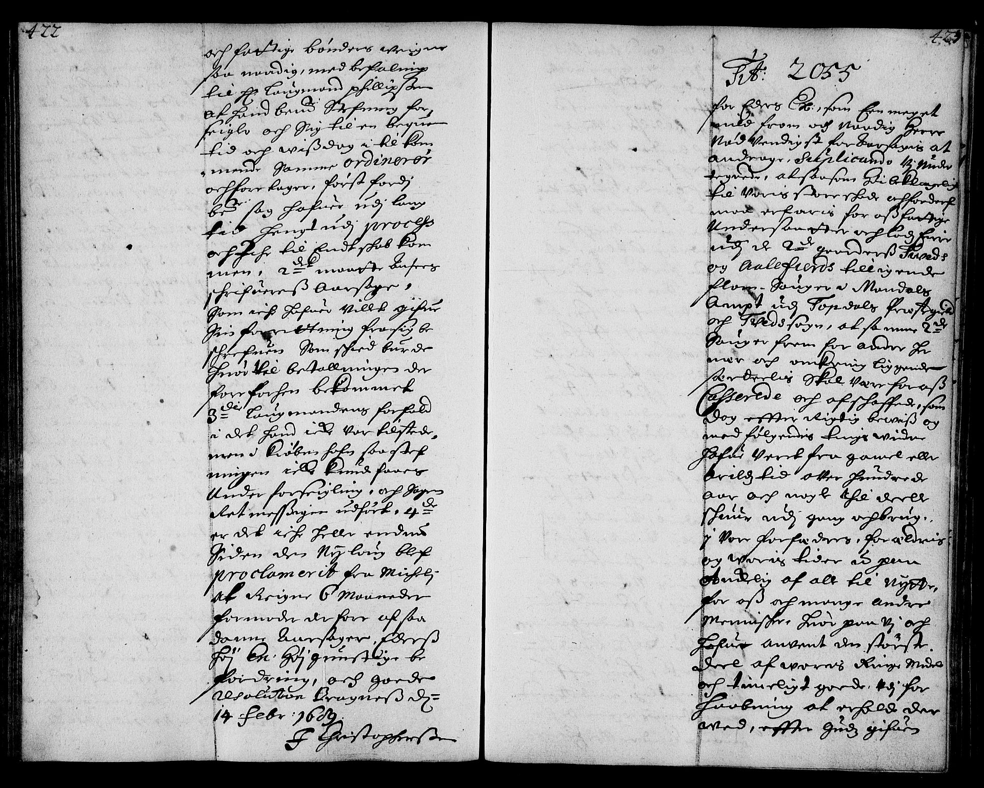 Stattholderembetet 1572-1771, AV/RA-EA-2870/Ae/L0006: Supplikasjons- og resolusjonsprotokoll, 1688-1689, p. 422-423