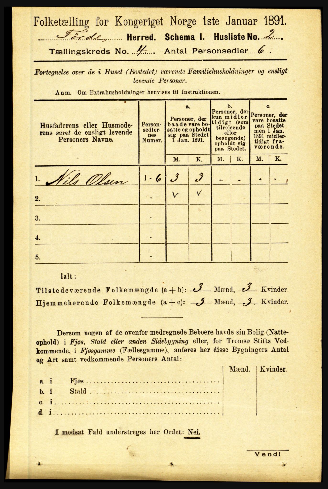 RA, 1891 census for 1432 Førde, 1891, p. 1002