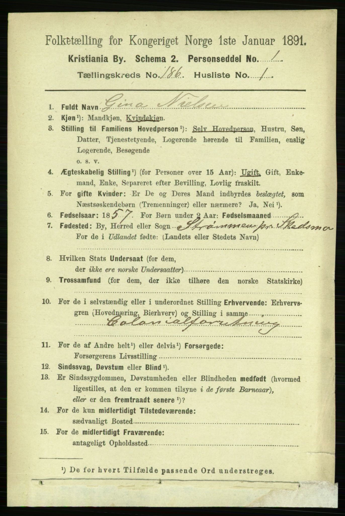 RA, 1891 census for 0301 Kristiania, 1891, p. 111401