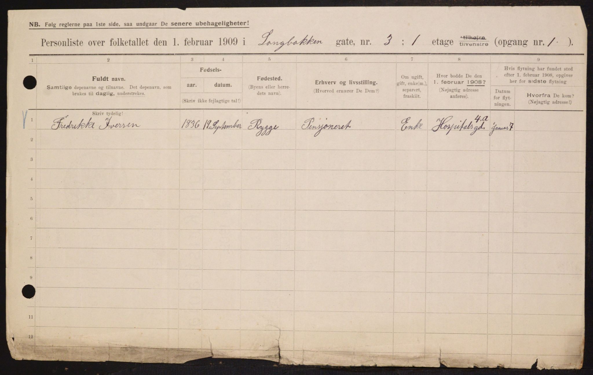 OBA, Municipal Census 1909 for Kristiania, 1909, p. 51390