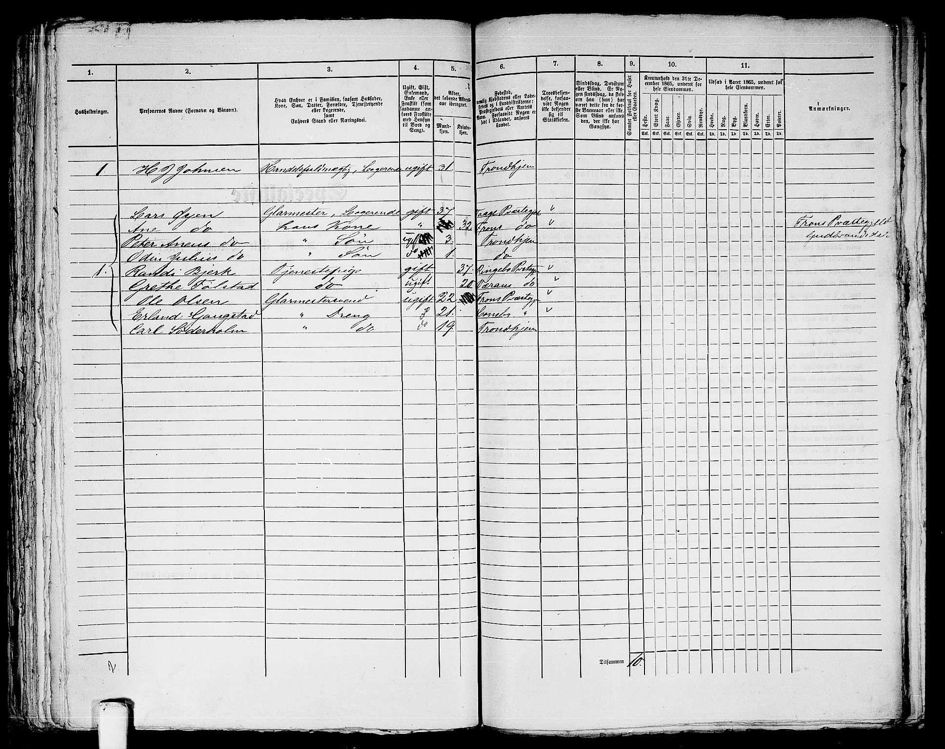 RA, 1865 census for Trondheim, 1865, p. 949