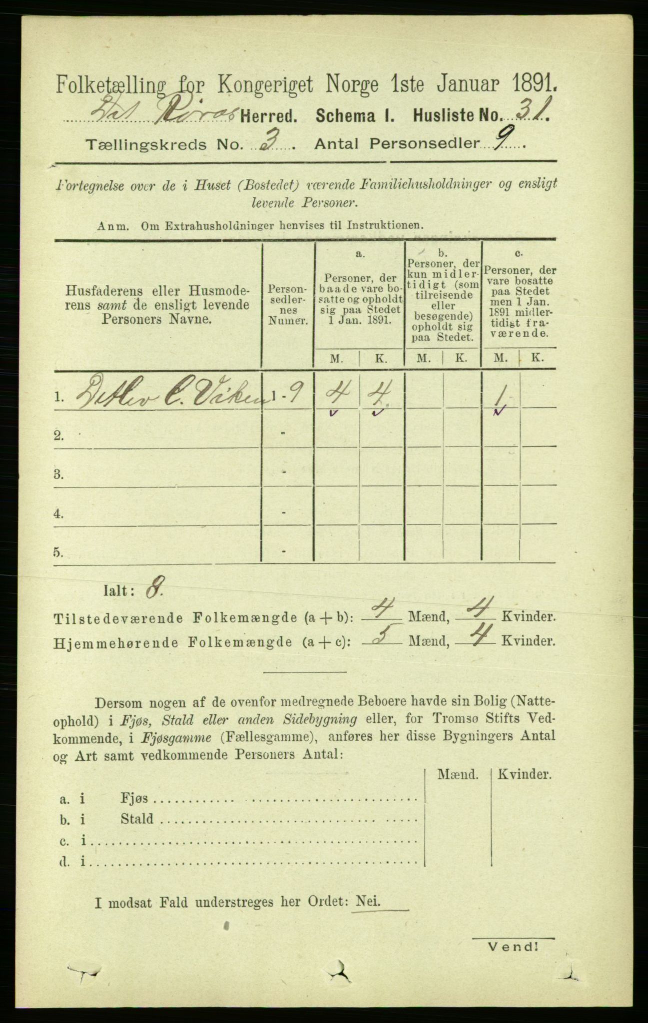 RA, 1891 census for 1640 Røros, 1891, p. 519