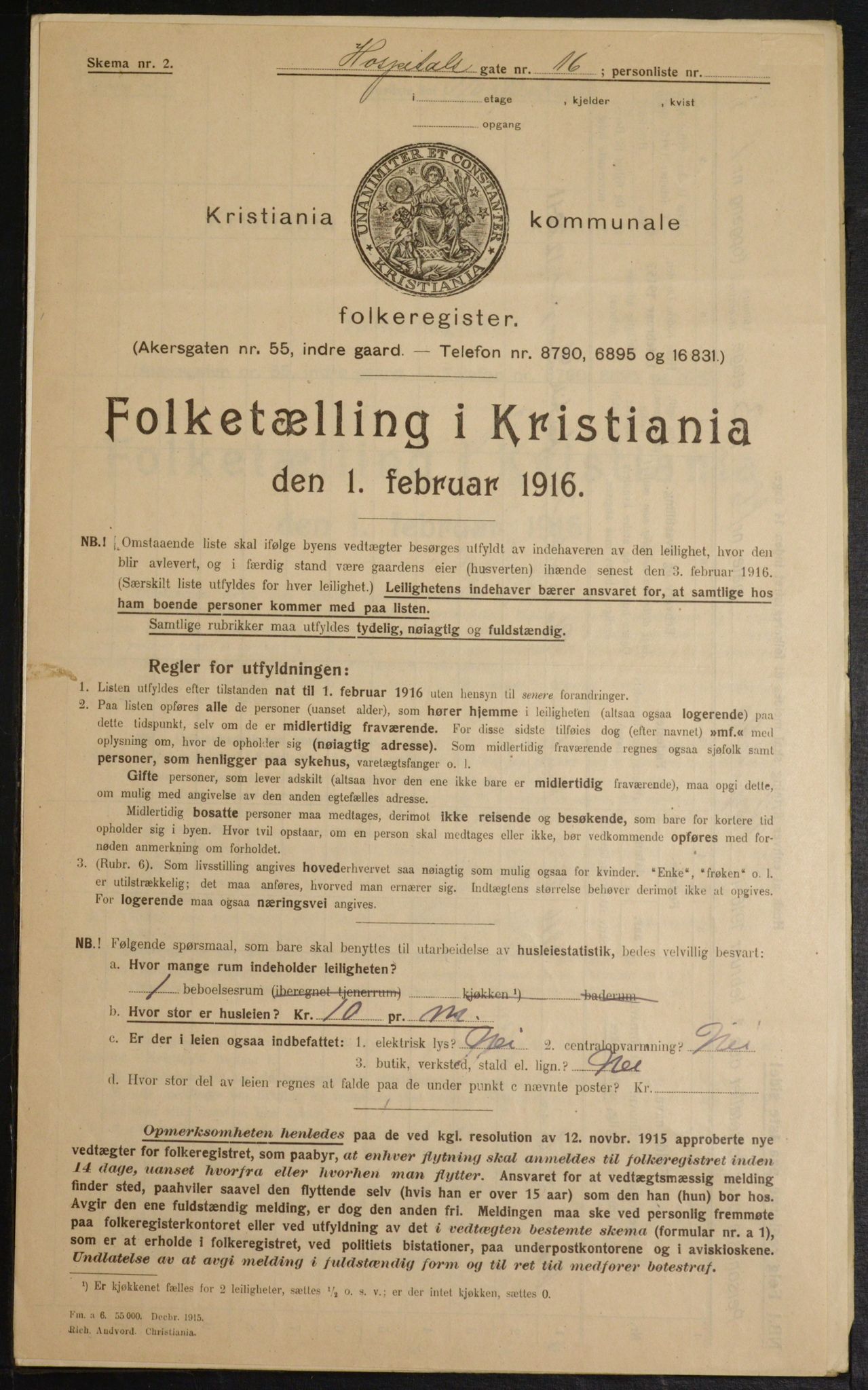 OBA, Municipal Census 1916 for Kristiania, 1916, p. 42187