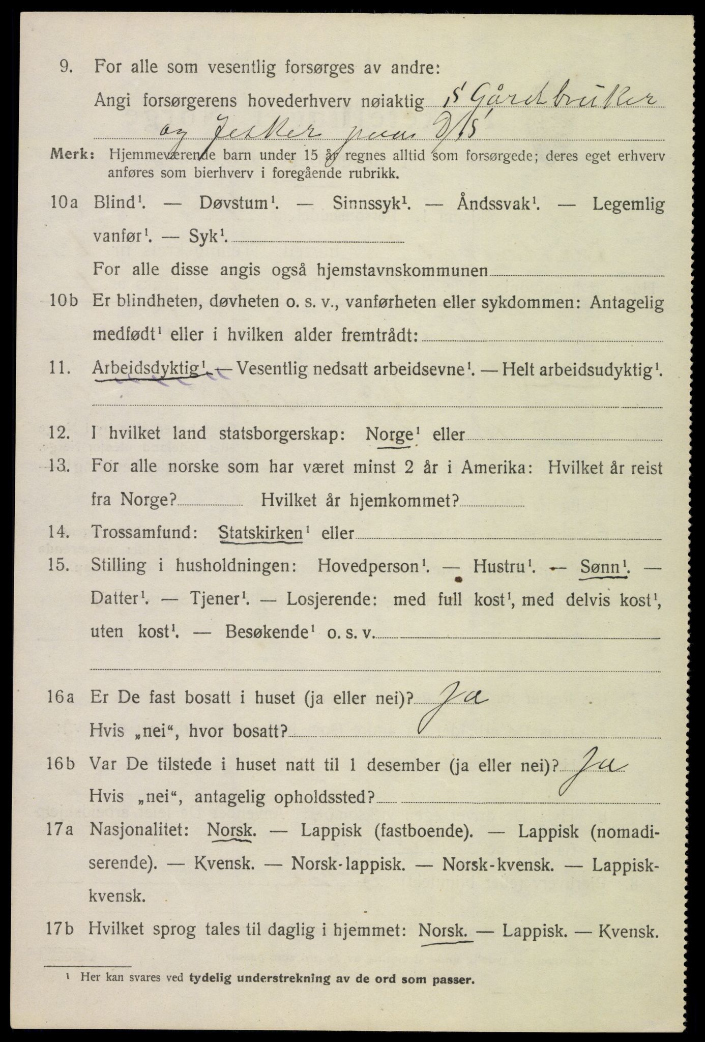 SAT, 1920 census for Sortland, 1920, p. 1563